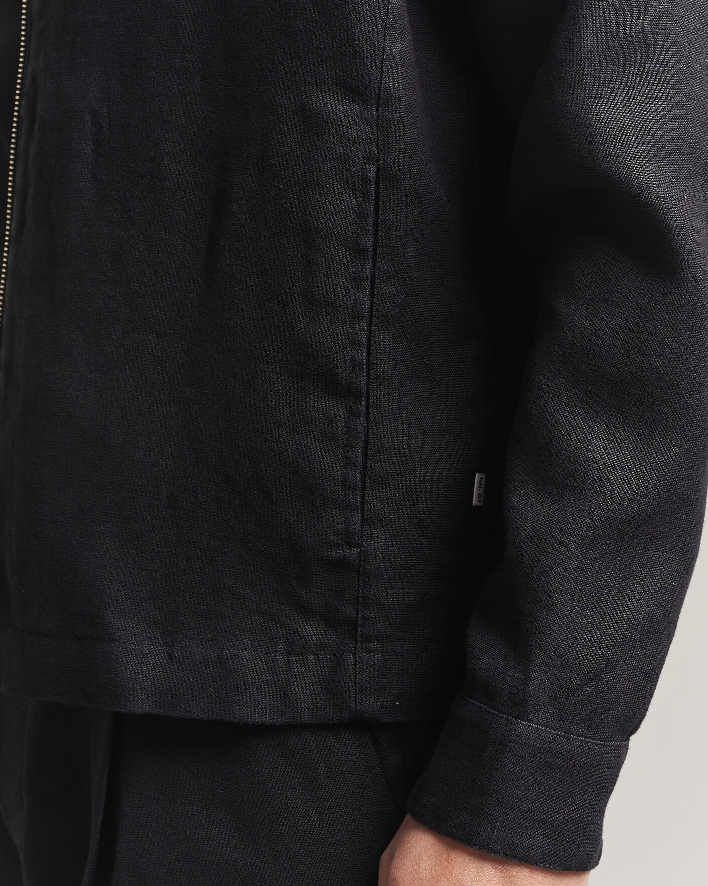 Hombres | Camisas | NN07 | Alban Linen Full Zip Overshirt Black