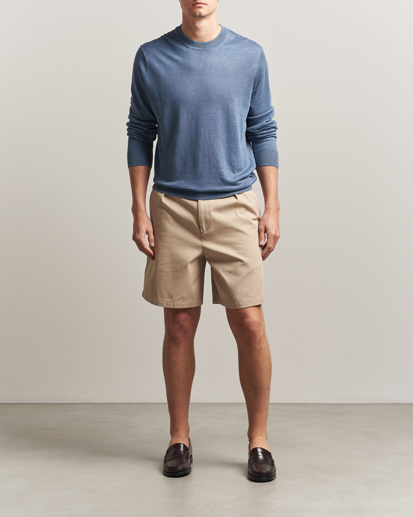 Hombres | Jerséis y prendas de punto | NN07 | Ted Linen Knitted Sweater Stone Blue