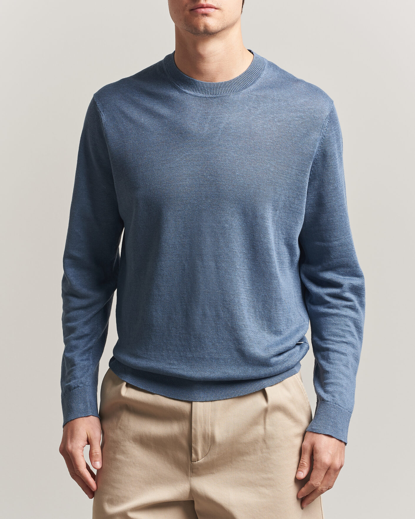 Hombres | Jerséis y prendas de punto | NN07 | Ted Linen Knitted Sweater Stone Blue
