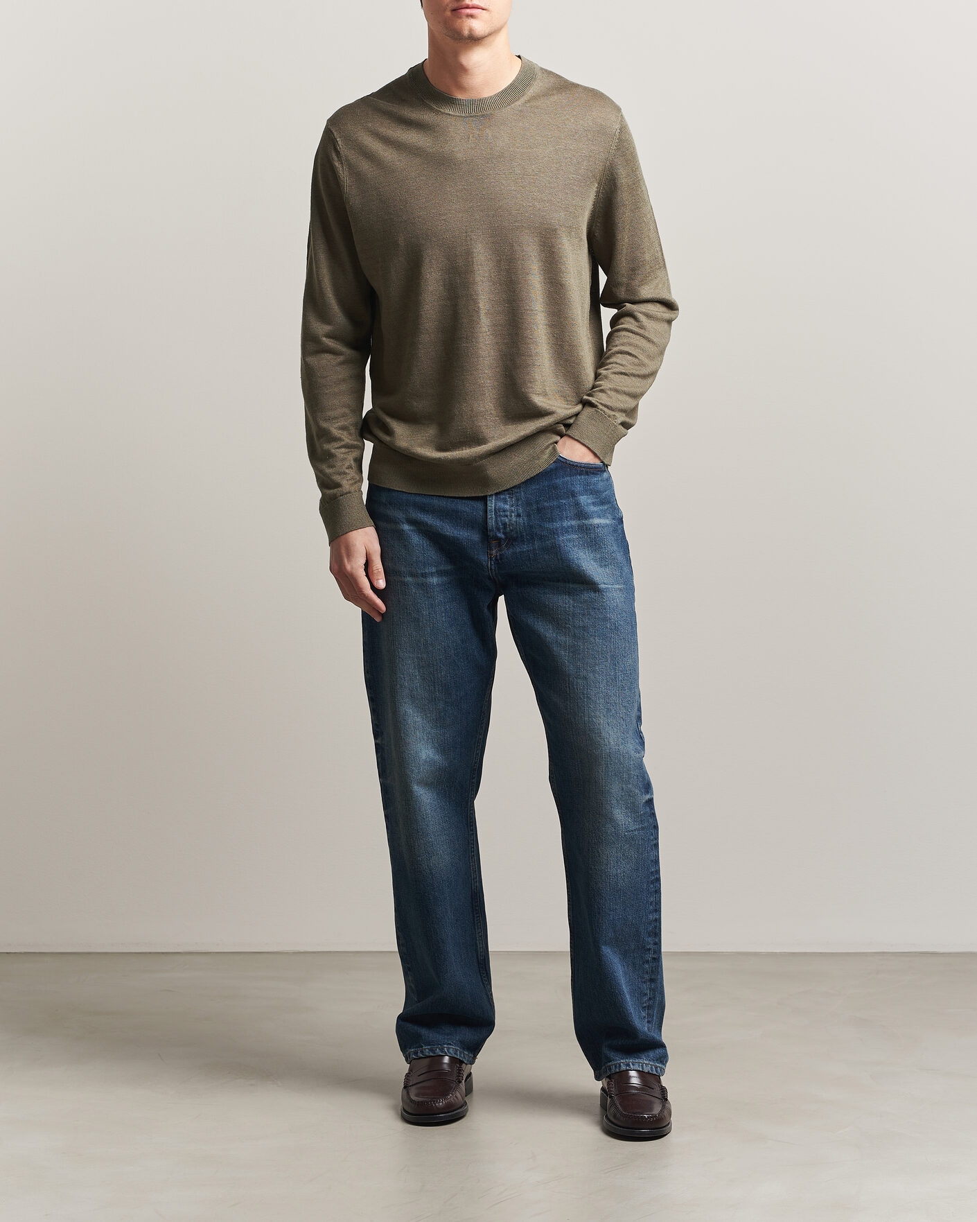 Hombres | Jerséis y prendas de punto | NN07 | Ted Linen Knitted Sweater Capers Green