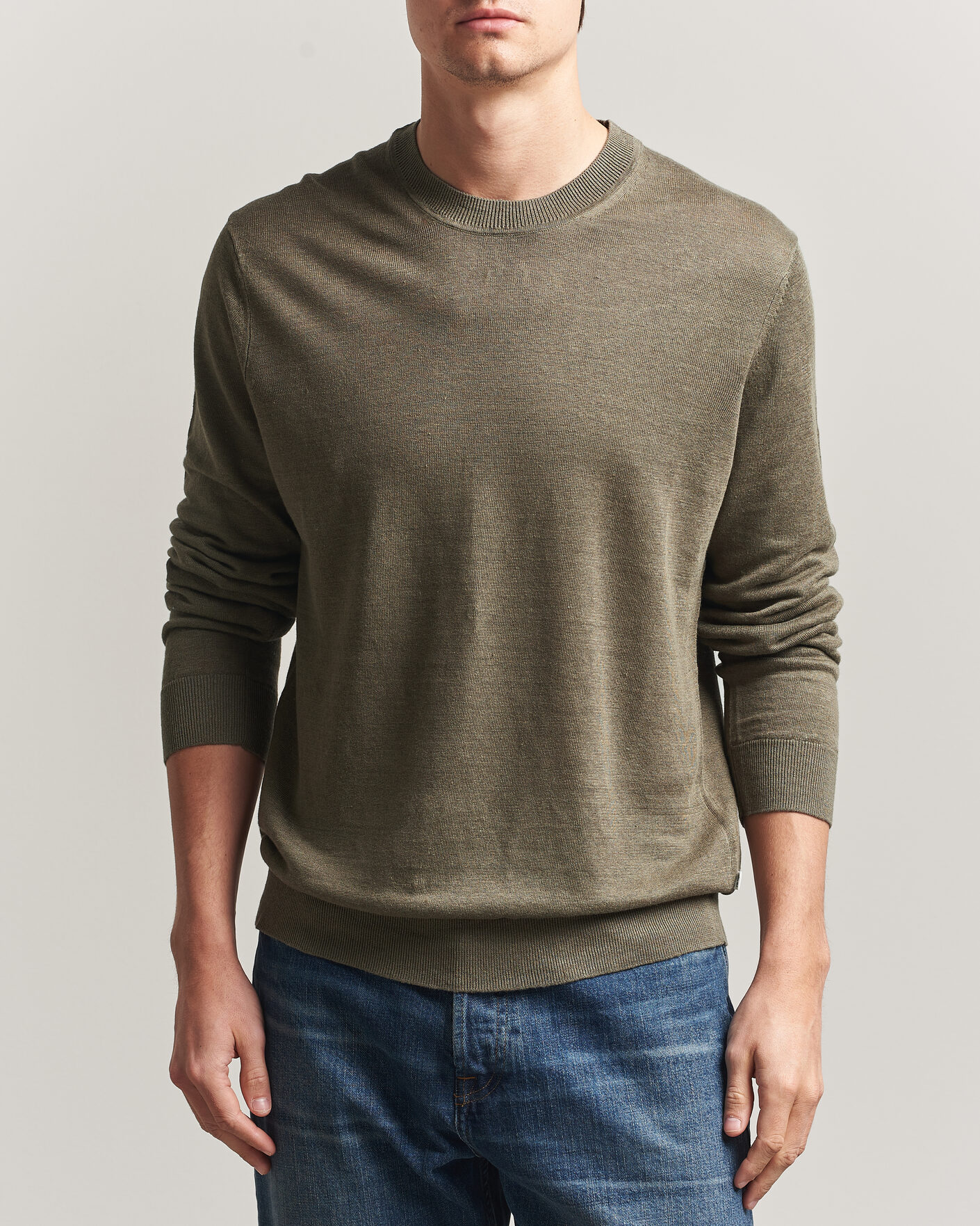 Hombres | Jerséis y prendas de punto | NN07 | Ted Linen Knitted Sweater Capers Green