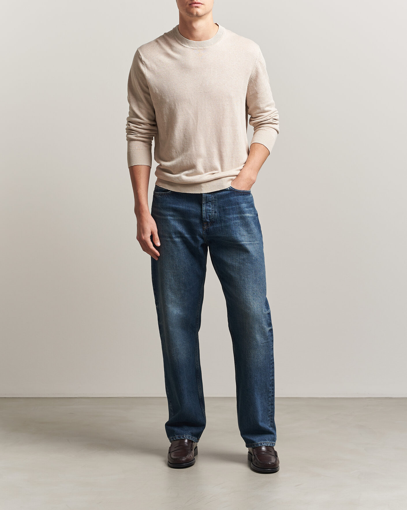 Hombres | Jerséis y prendas de punto | NN07 | Ted Linen Knitted Sweater Oat