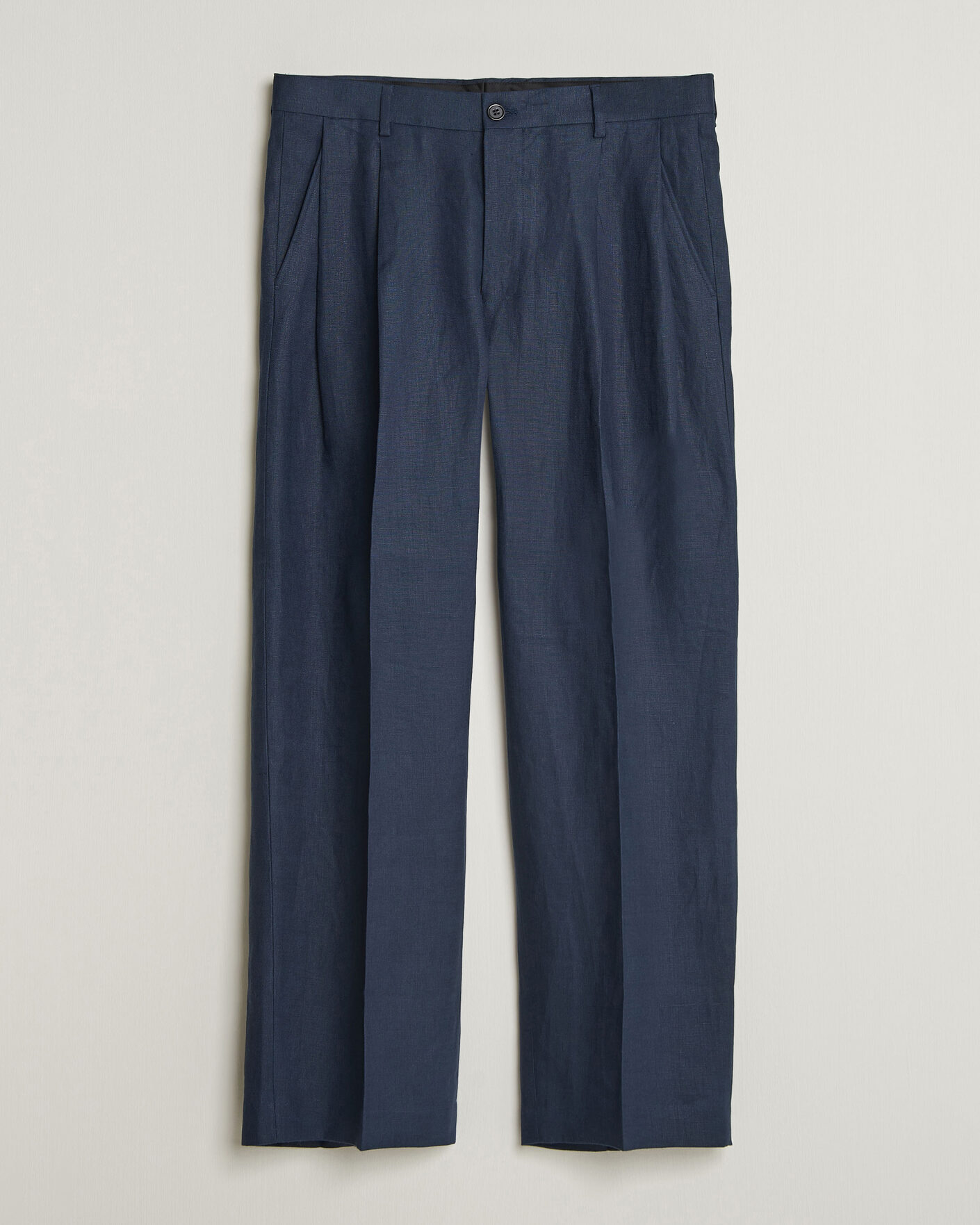 Hombres | Pantalones | NN07 | Justin Linen Double Pleated Trousers Navy Blue