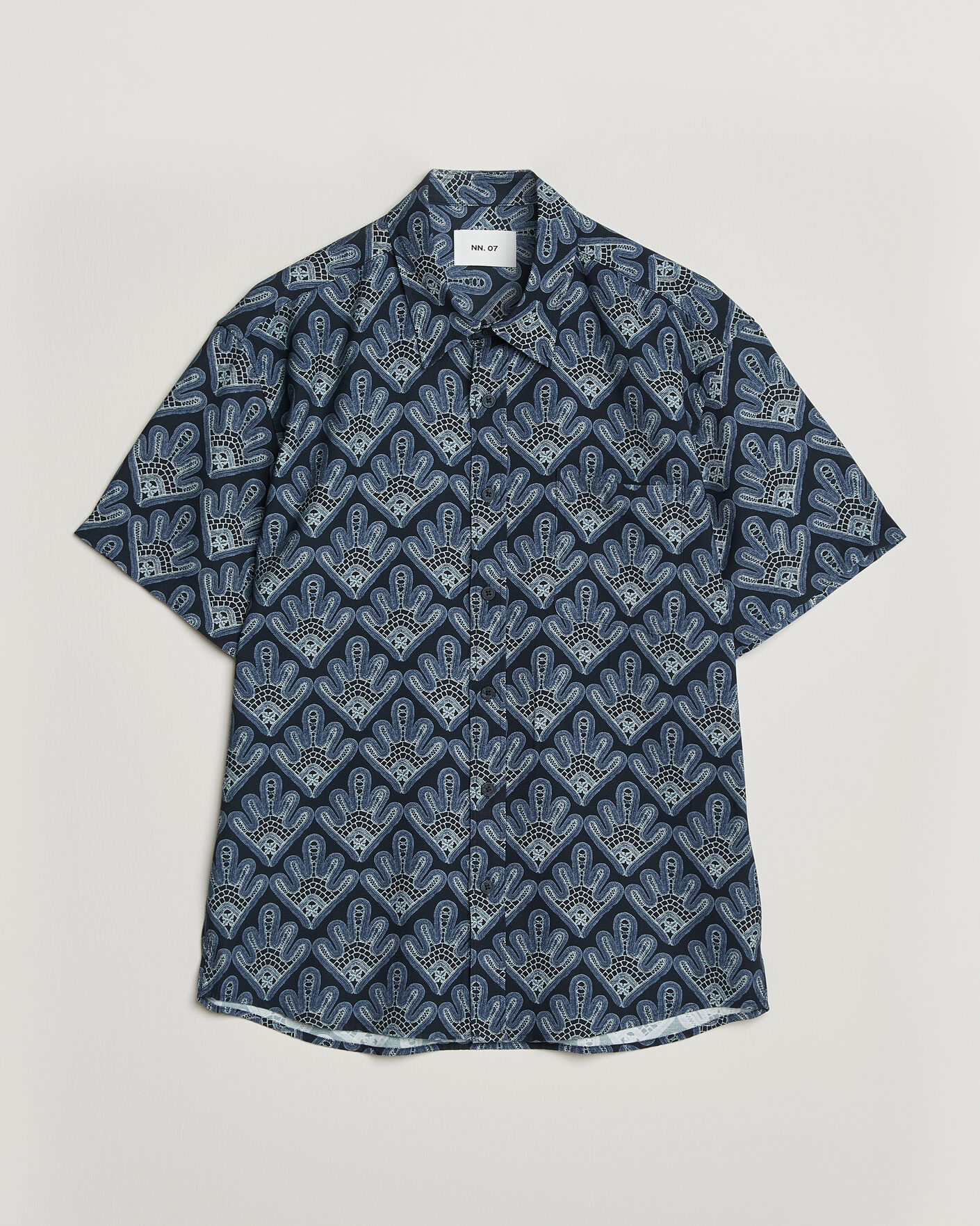 Hombres | Camisas | NN07 | Deon Printed Short Sleeve Shirt Navy Blue