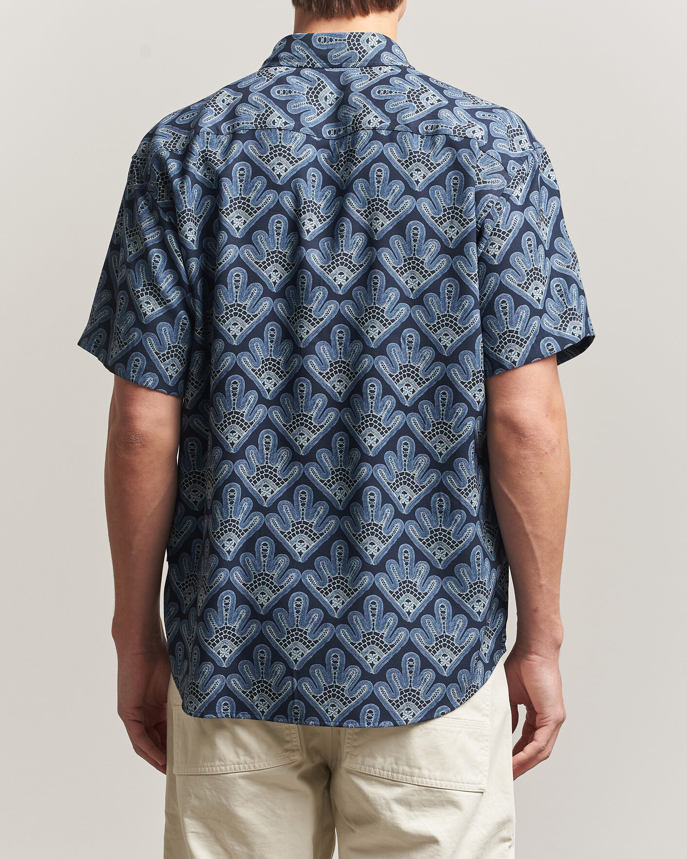 Hombres | Camisas | NN07 | Deon Printed Short Sleeve Shirt Navy Blue
