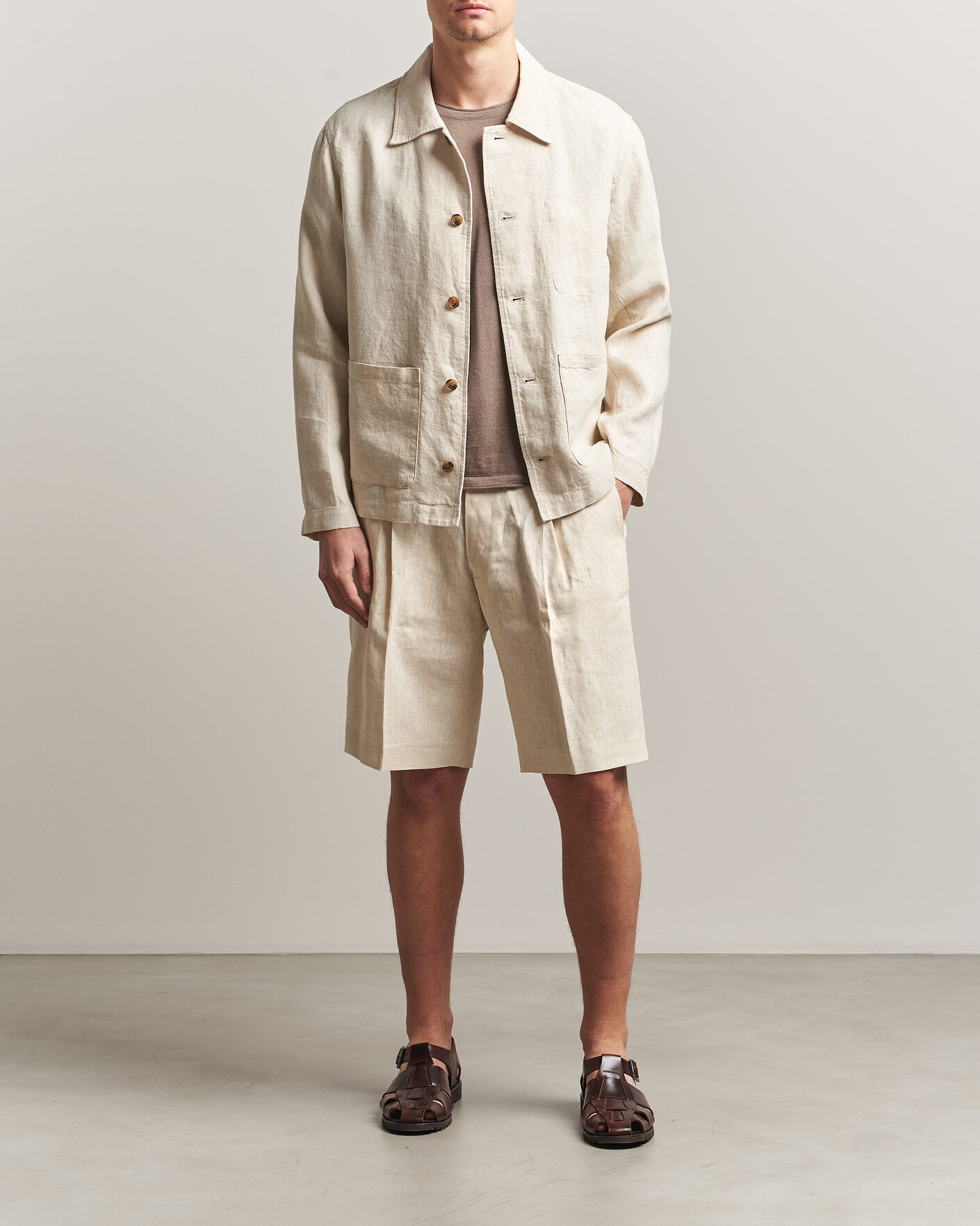 Hombres | Camisas | NN07 | Morgan Linen Overshirt Oat