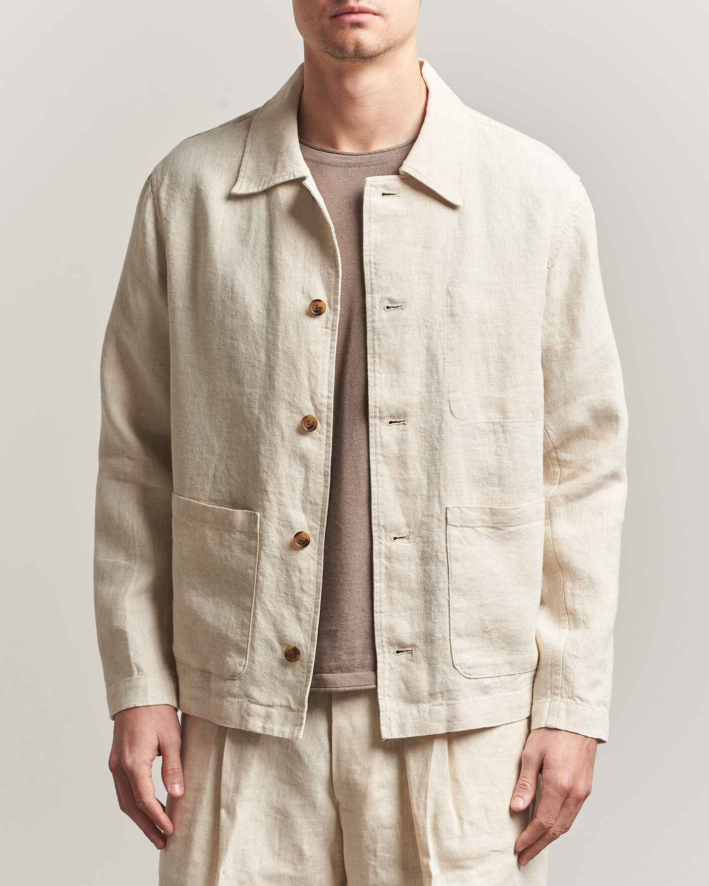 Hombres | Camisas | NN07 | Morgan Linen Overshirt Oat