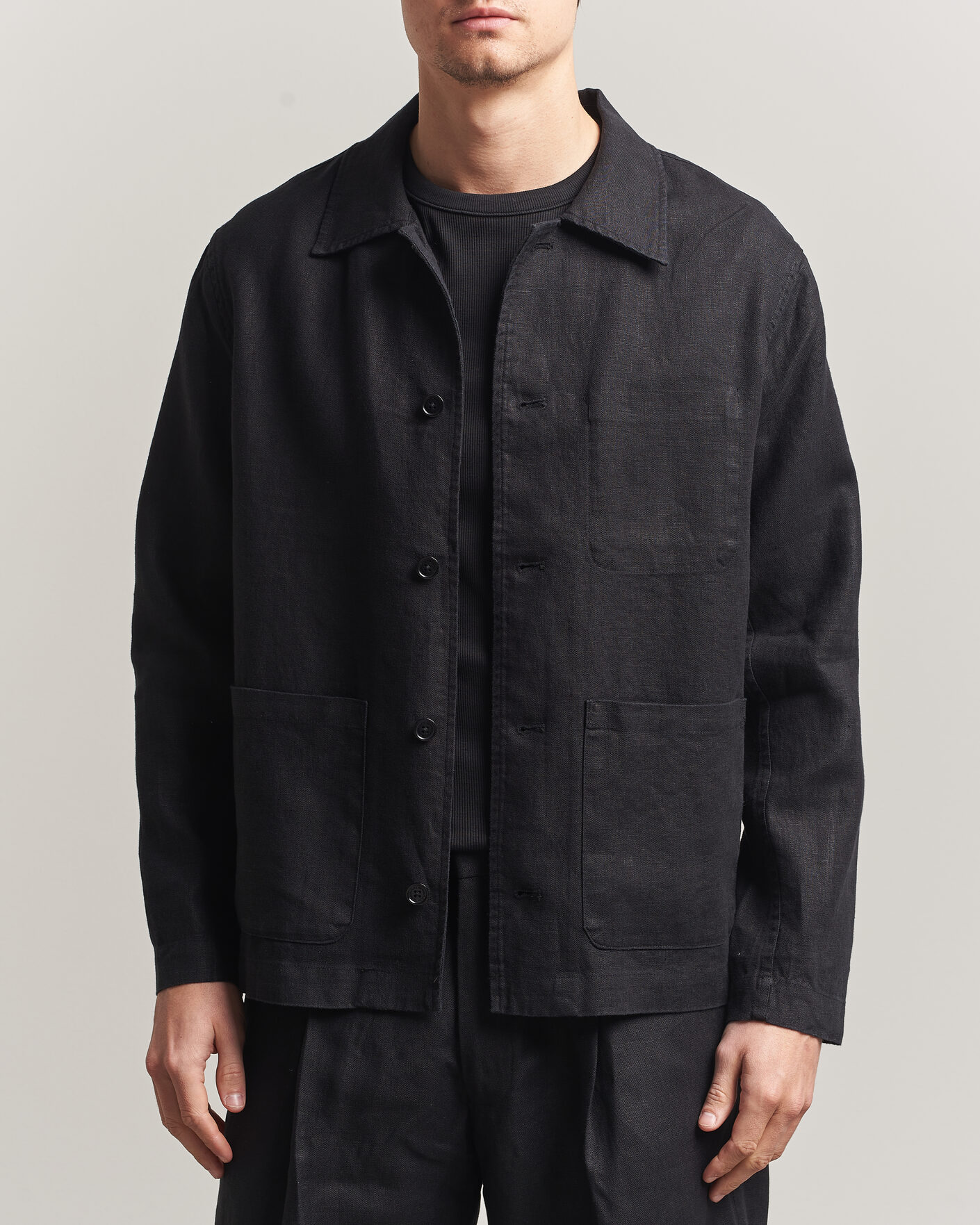 Hombres | Camisas | NN07 | Morgan Linen Overshirt Black