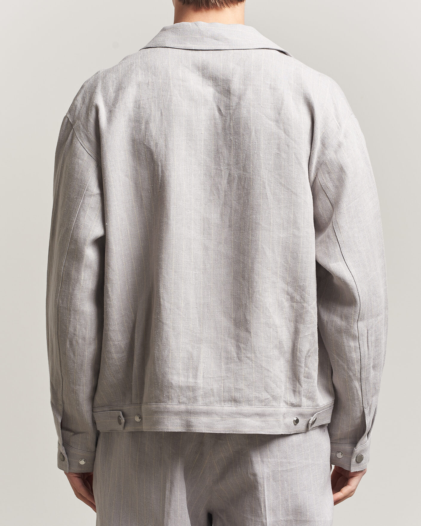 Hombres | Camisas | NN07 | Petrus Pinstriped Linen Full Zip Overshirt Grey