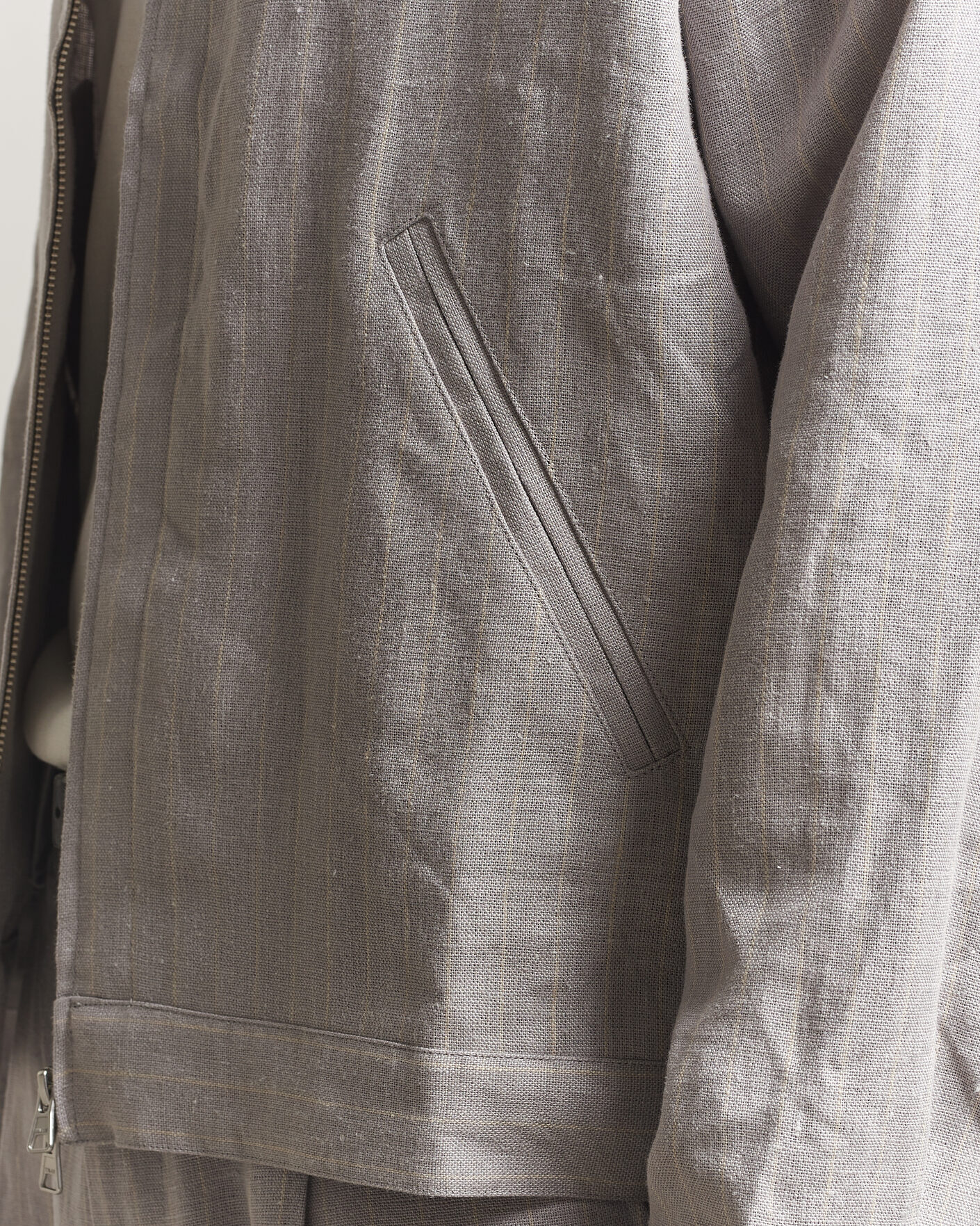 Hombres | Camisas | NN07 | Petrus Pinstriped Linen Full Zip Overshirt Grey