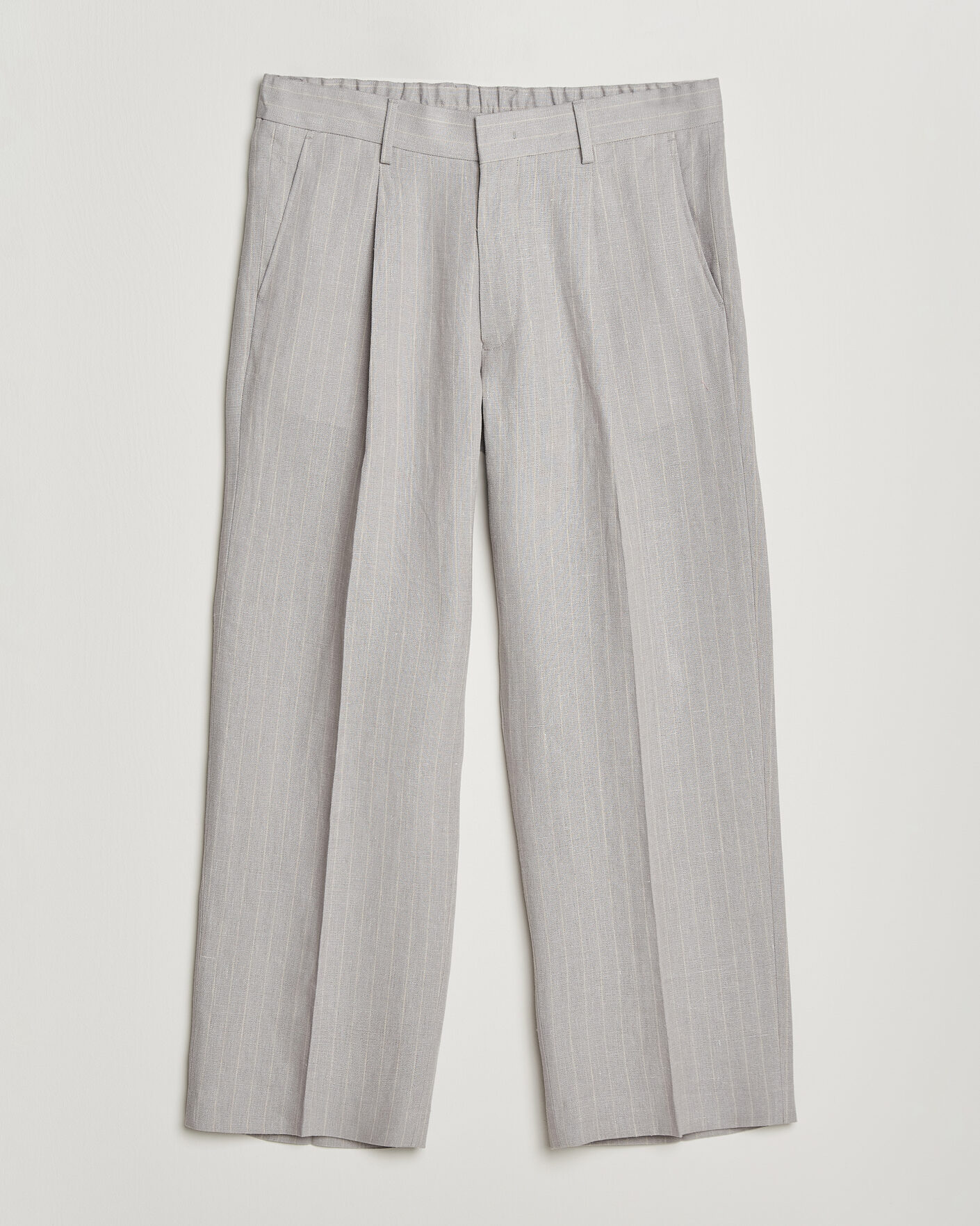 Hombres | Pantalones | NN07 | Kay Pinstriped Pleated Linen Trousers Grey