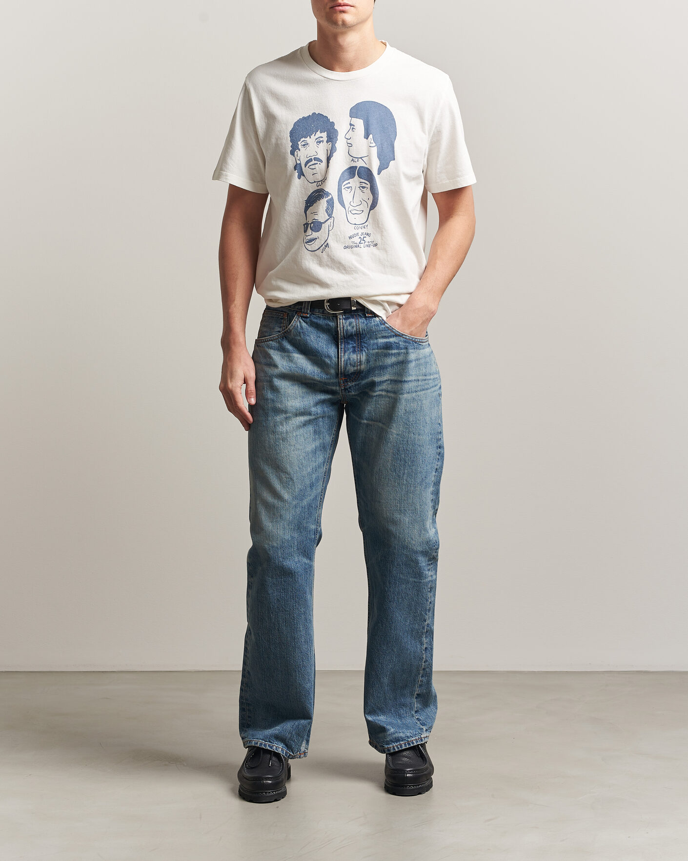 Hombres | Camisetas | Nudie Jeans | Roy Fab Four T-Shirt Chalk White