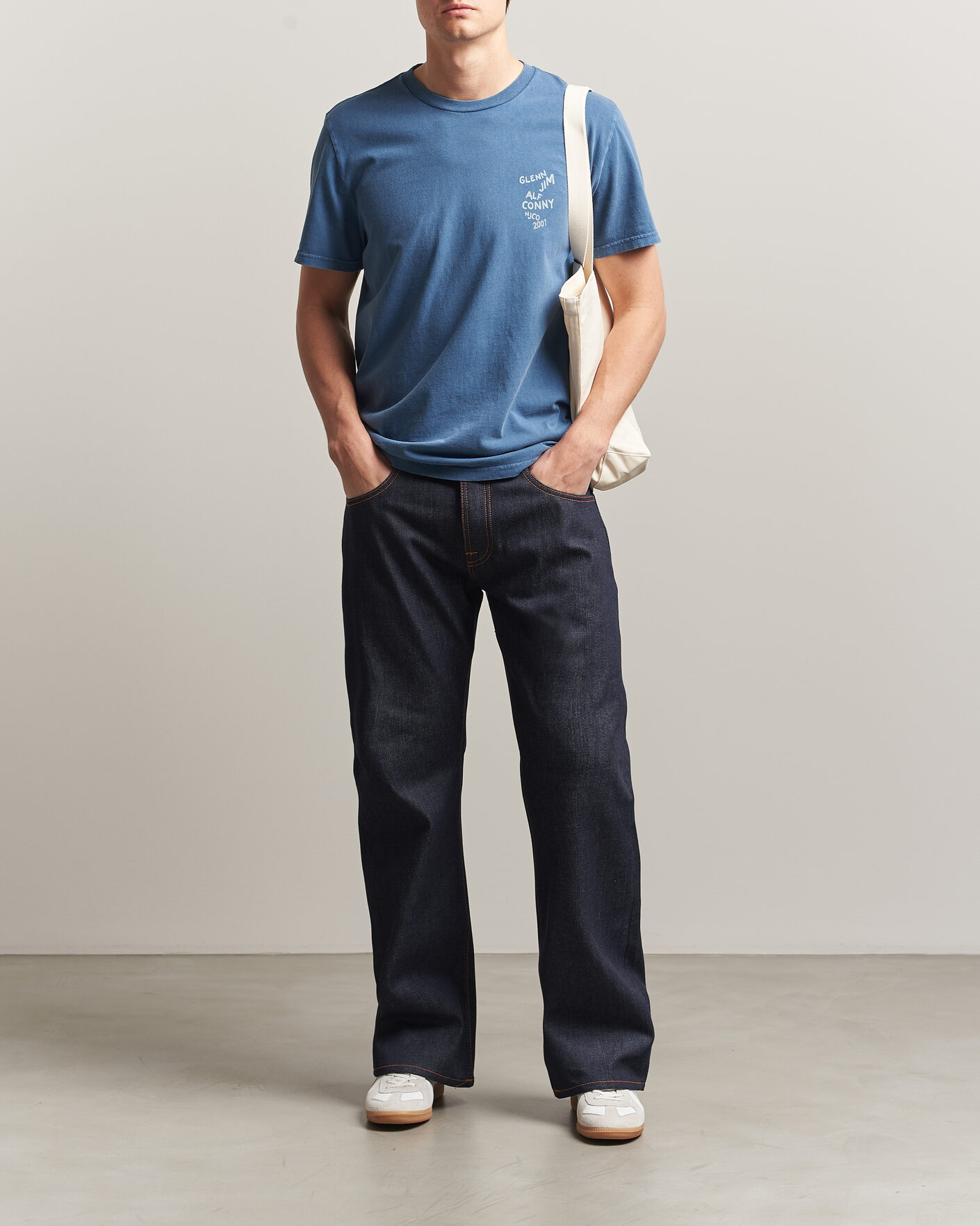 Hombres | Camisetas | Nudie Jeans | Roy OG Line-Up T-Shirt French Blue