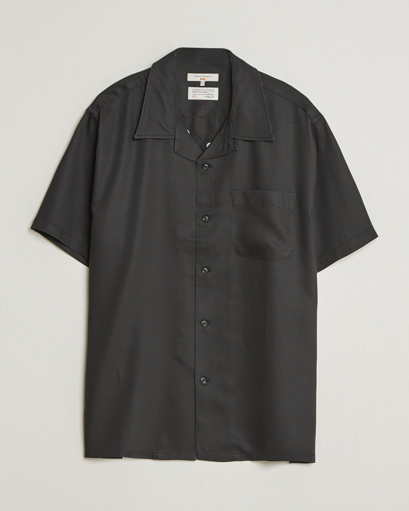 Hombres | Camisas | Nudie Jeans | Arthur Bowling Shirt Saftey Pi Black