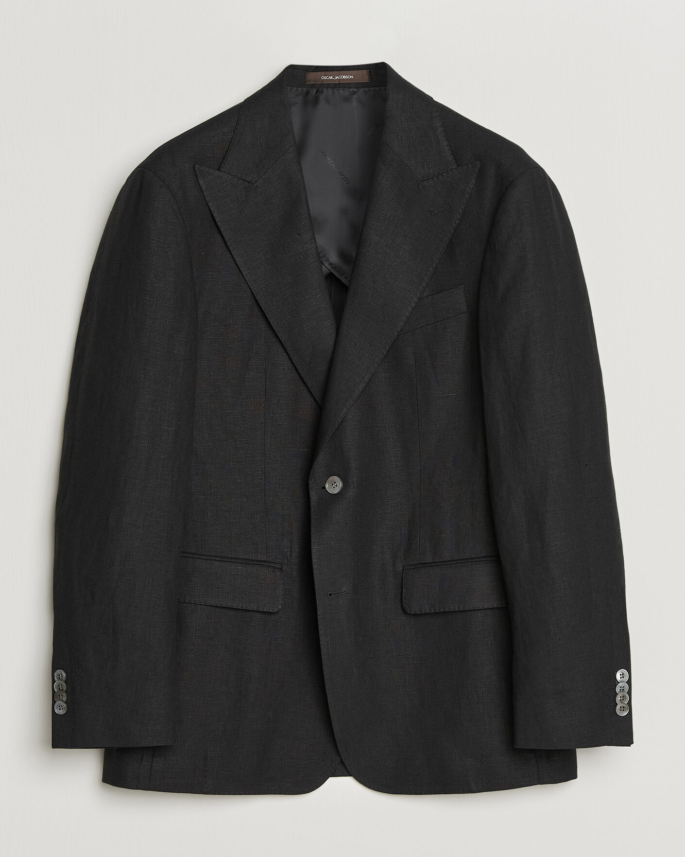 Hombres | Blazers | Oscar Jacobson | Rufus Soft Linen Blazer Black