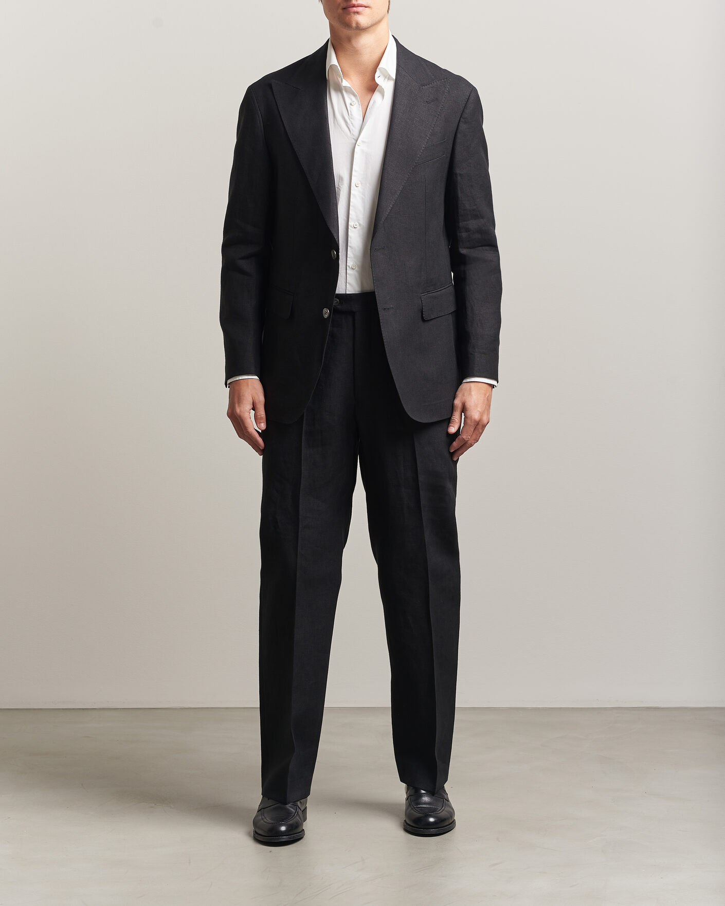 Hombres | Blazers | Oscar Jacobson | Rufus Soft Linen Blazer Black