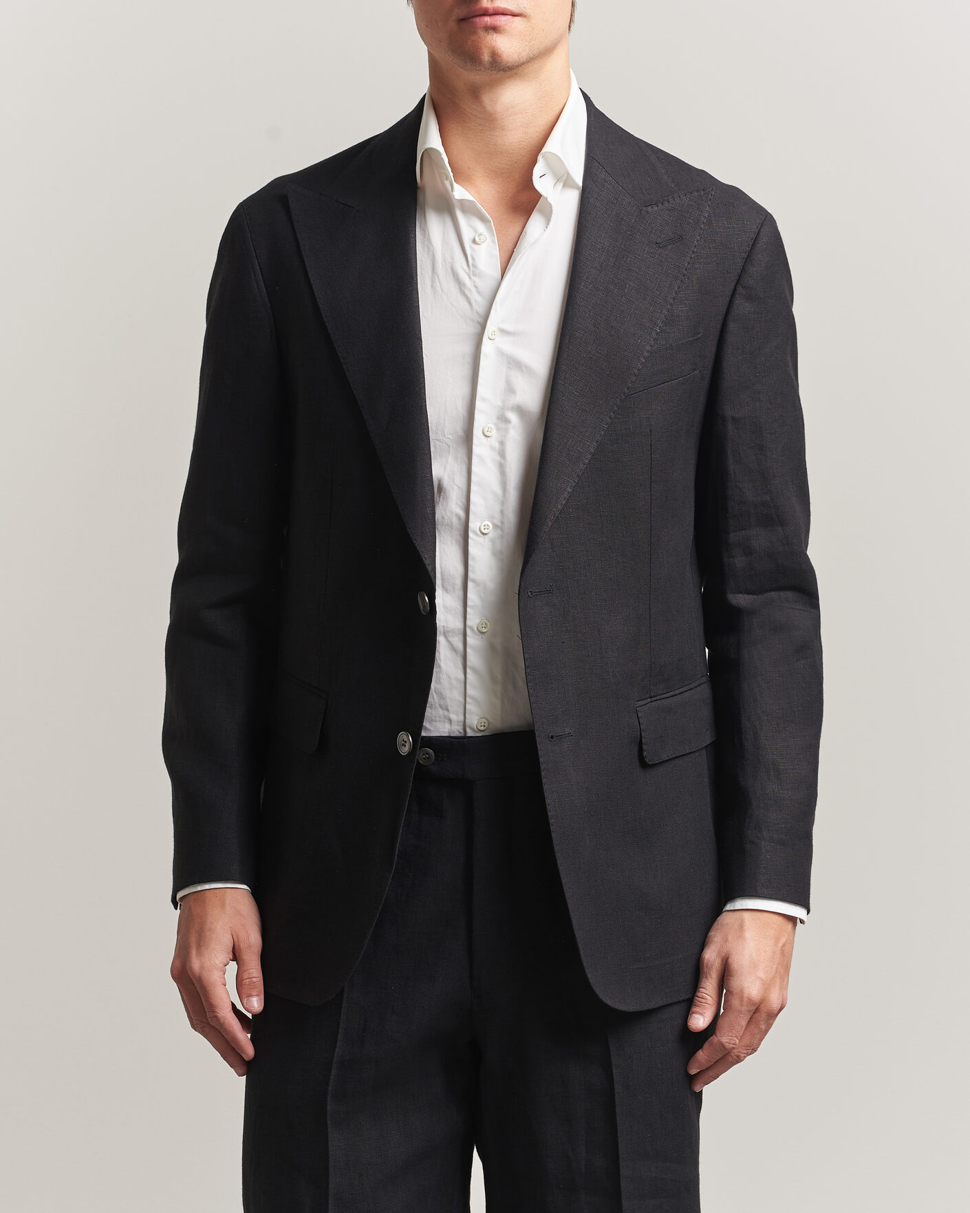 Hombres | Blazers | Oscar Jacobson | Rufus Soft Linen Blazer Black