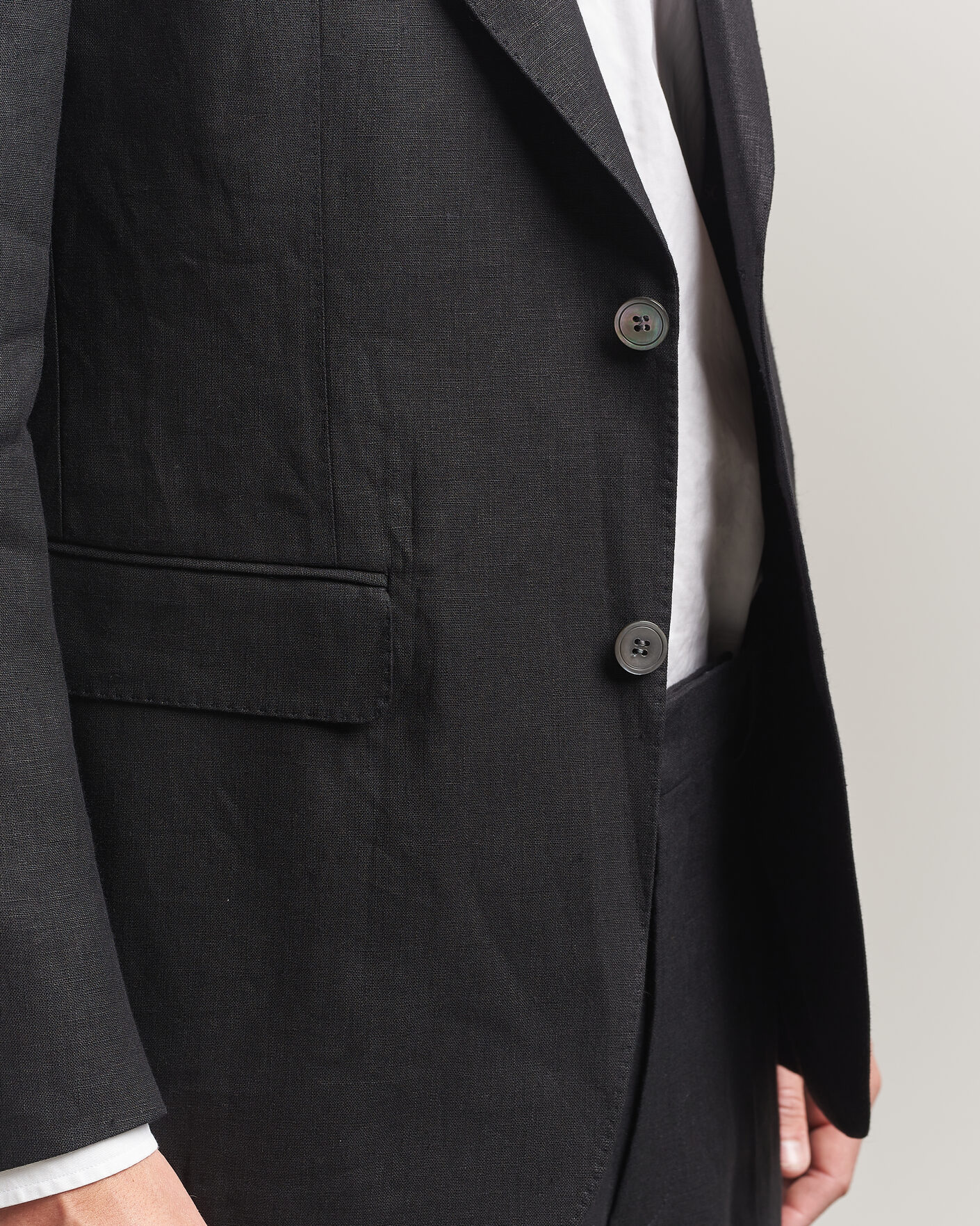 Hombres | Blazers | Oscar Jacobson | Rufus Soft Linen Blazer Black