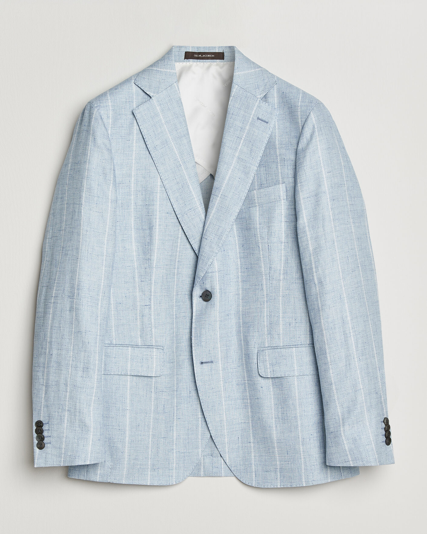 Hombres | Blazers | Oscar Jacobson | Ferry Soft Linen/Cotton Blazer Light Blue