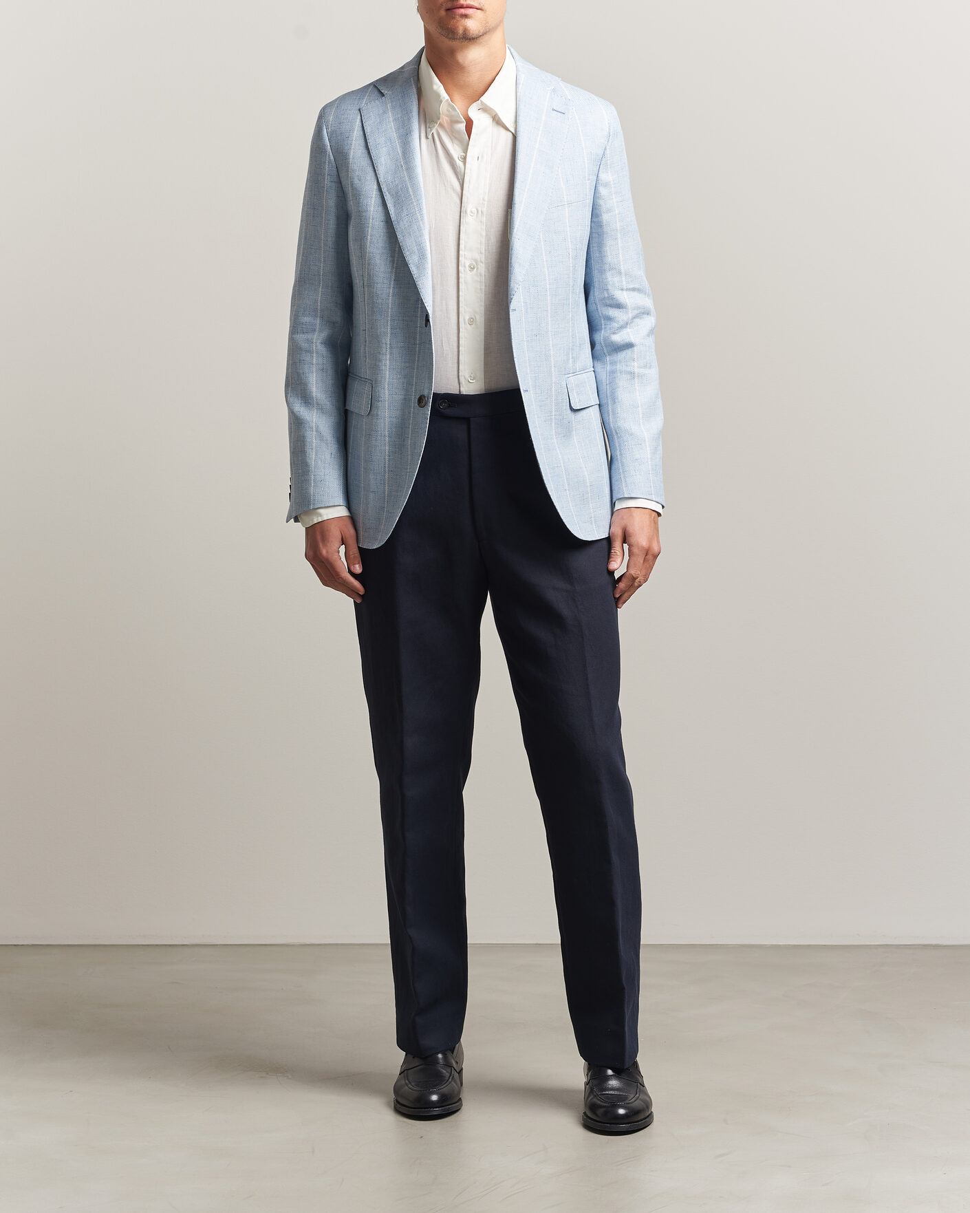 Hombres | Blazers | Oscar Jacobson | Ferry Soft Linen/Cotton Blazer Light Blue