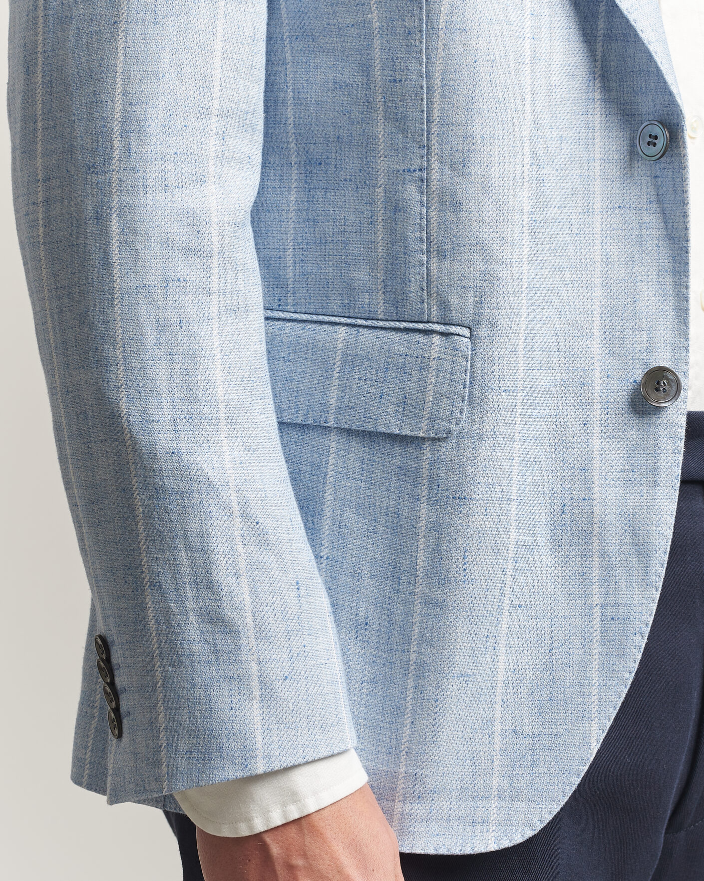 Hombres | Blazers | Oscar Jacobson | Ferry Soft Linen/Cotton Blazer Light Blue