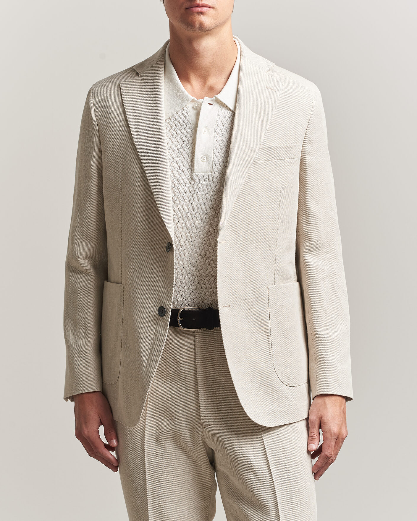 Hombres | Blazers | Oscar Jacobson | Ferry Patch Cotton/Linen Blazer Off White