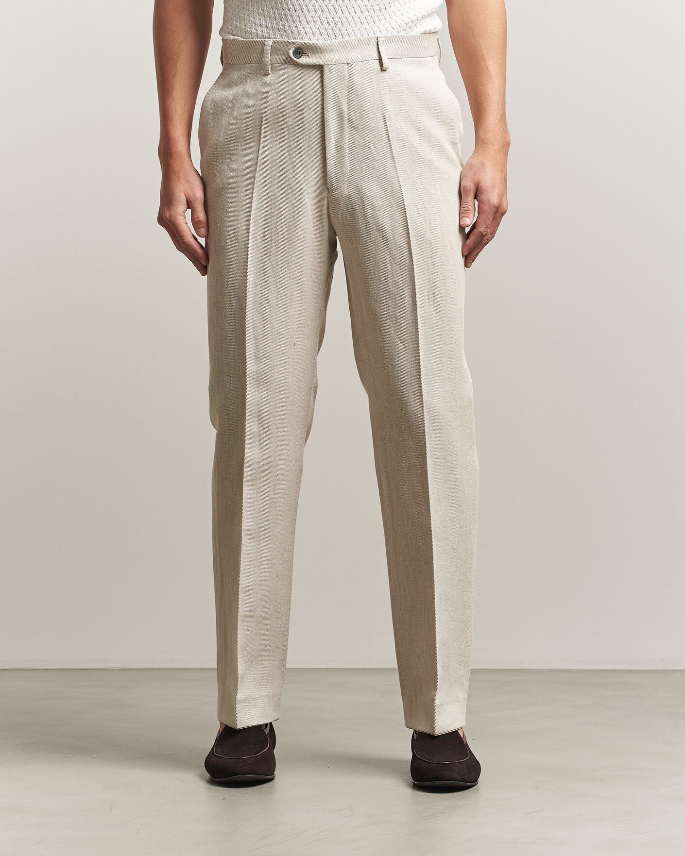 Hombres | Pantalones | Oscar Jacobson | Dell Cotton/Linen Trousers Off White
