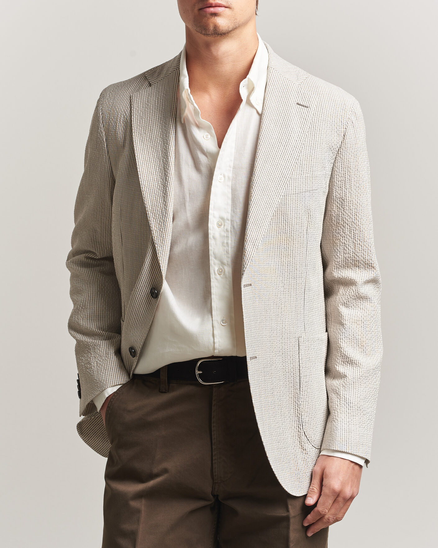 Hombres | Blazers | Oscar Jacobson | Ferry Patch Soft Blazer Brindle Beige