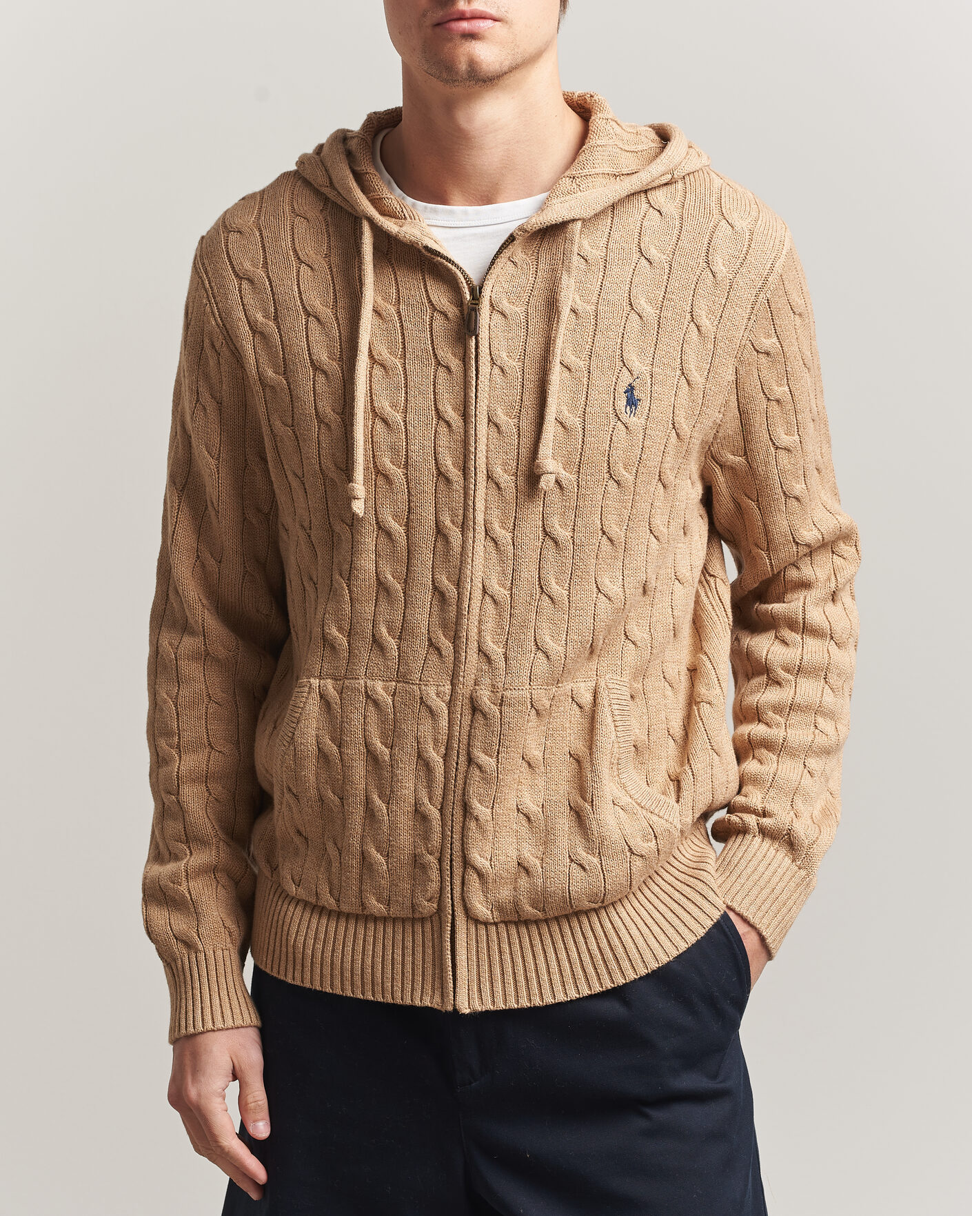 Hombres | Jerséis y prendas de punto | Polo Ralph Lauren | Knitted Full Zip Sweater Camel Melange