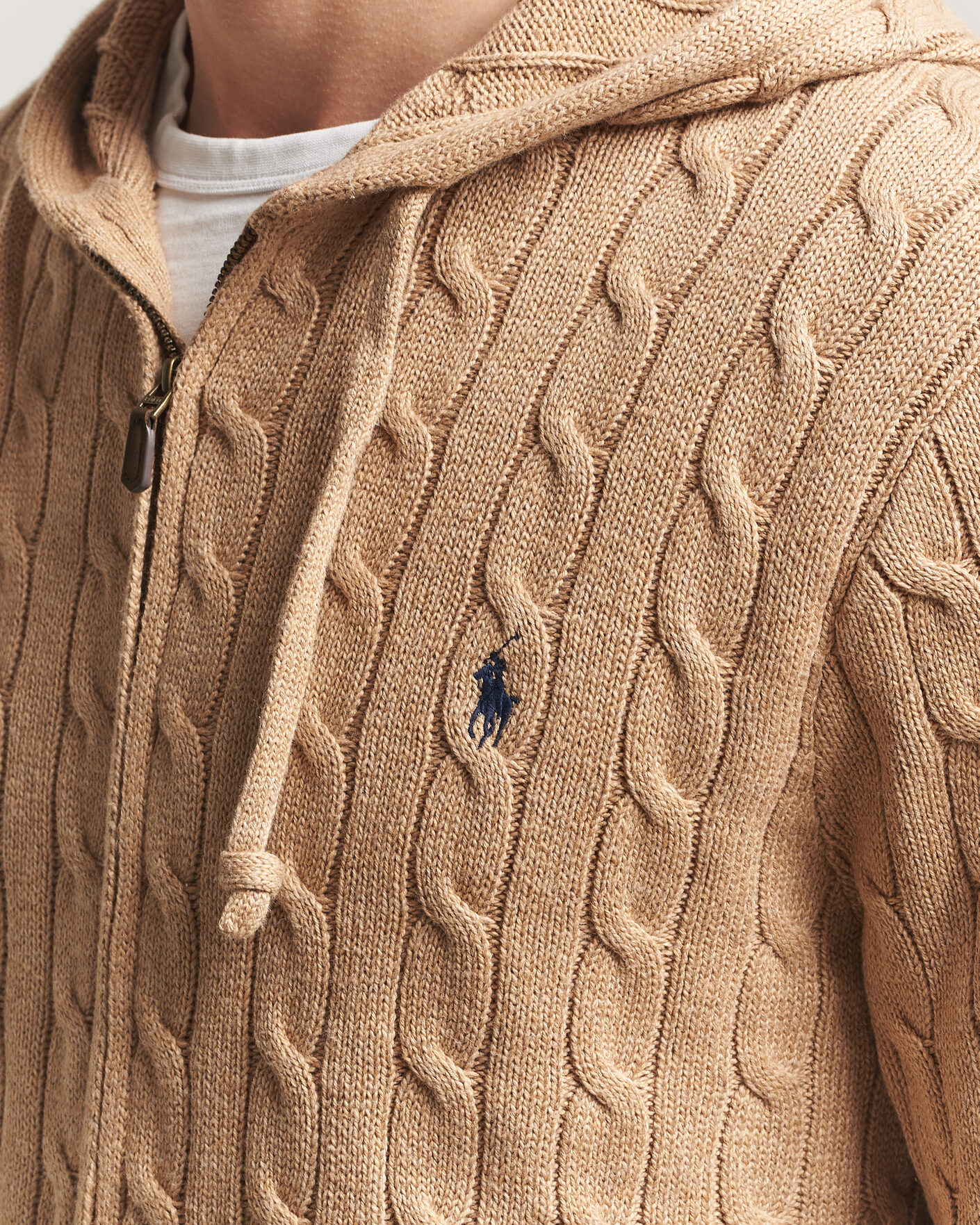 Hombres | Jerséis y prendas de punto | Polo Ralph Lauren | Knitted Full Zip Sweater Camel Melange