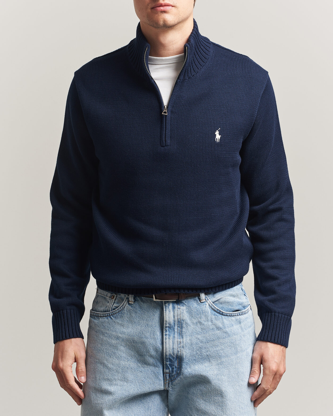 Hombres | Jerséis y prendas de punto | Polo Ralph Lauren | Cotton Crew Neck Half-Zip Hunter Navy