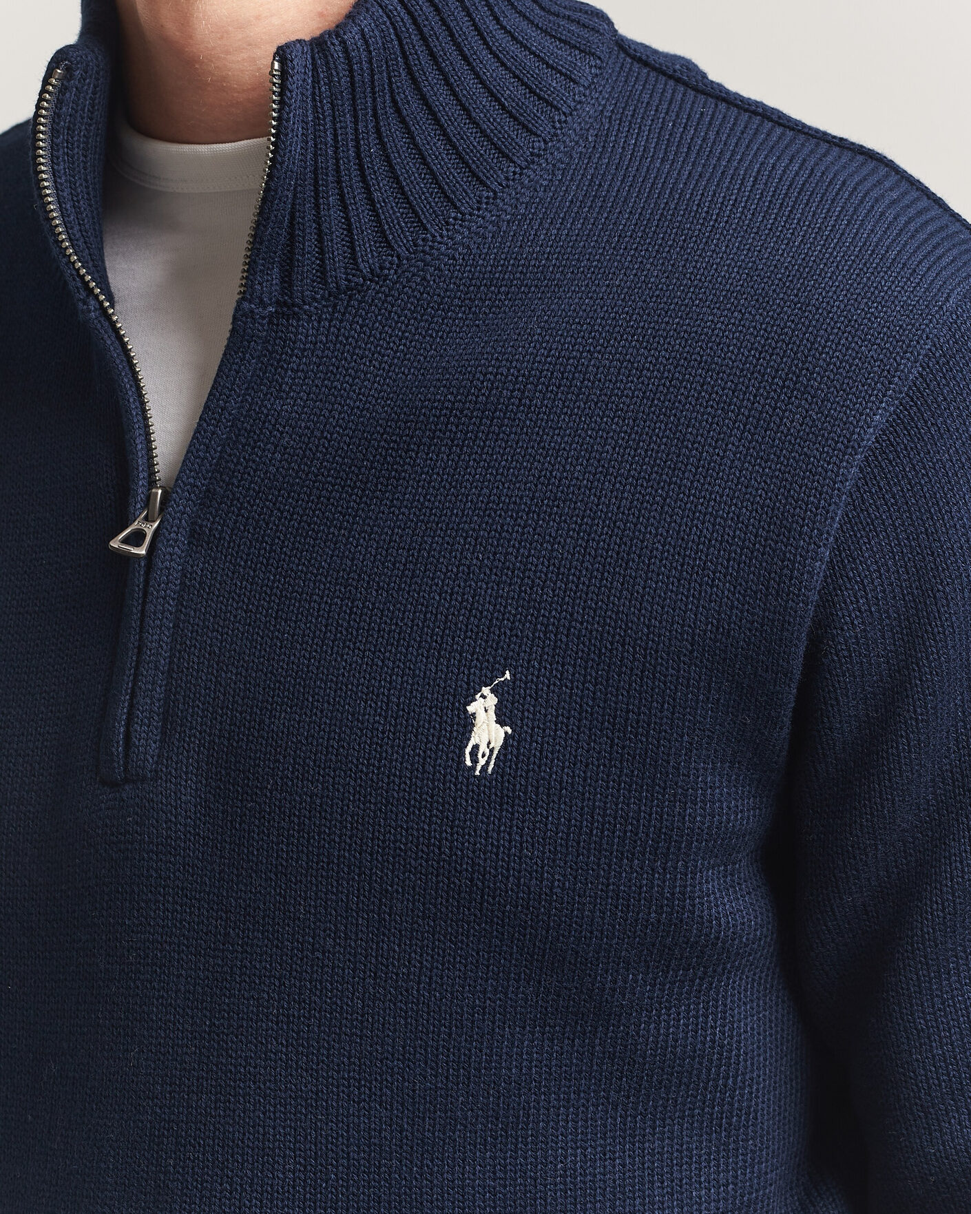 Hombres | Jerséis y prendas de punto | Polo Ralph Lauren | Cotton Crew Neck Half-Zip Hunter Navy