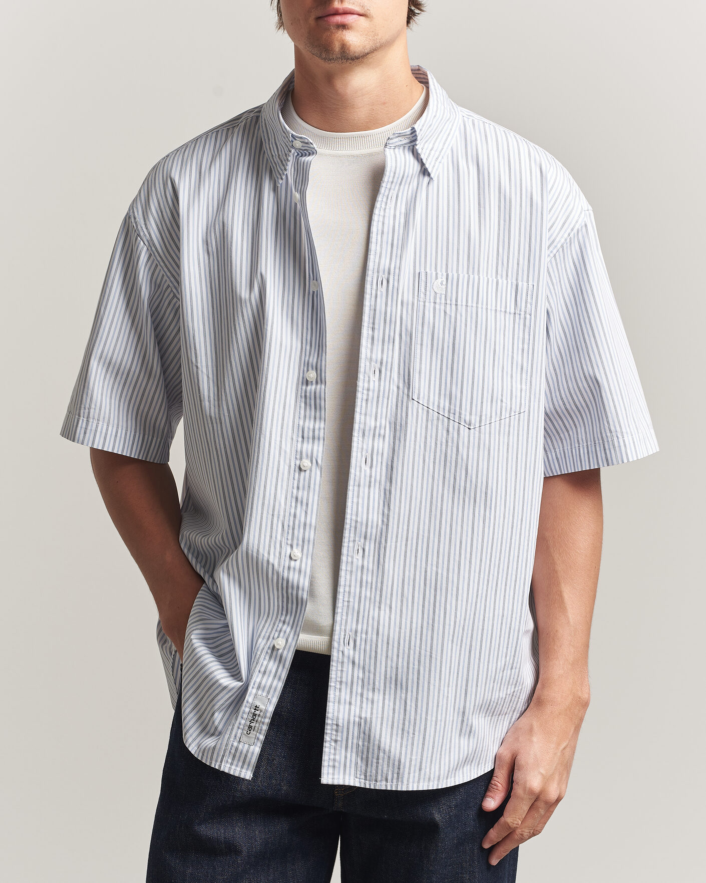 Hombres | Camisas | Carhartt WIP | Short Sleeve Keene Cotton/Poplin Shirt White