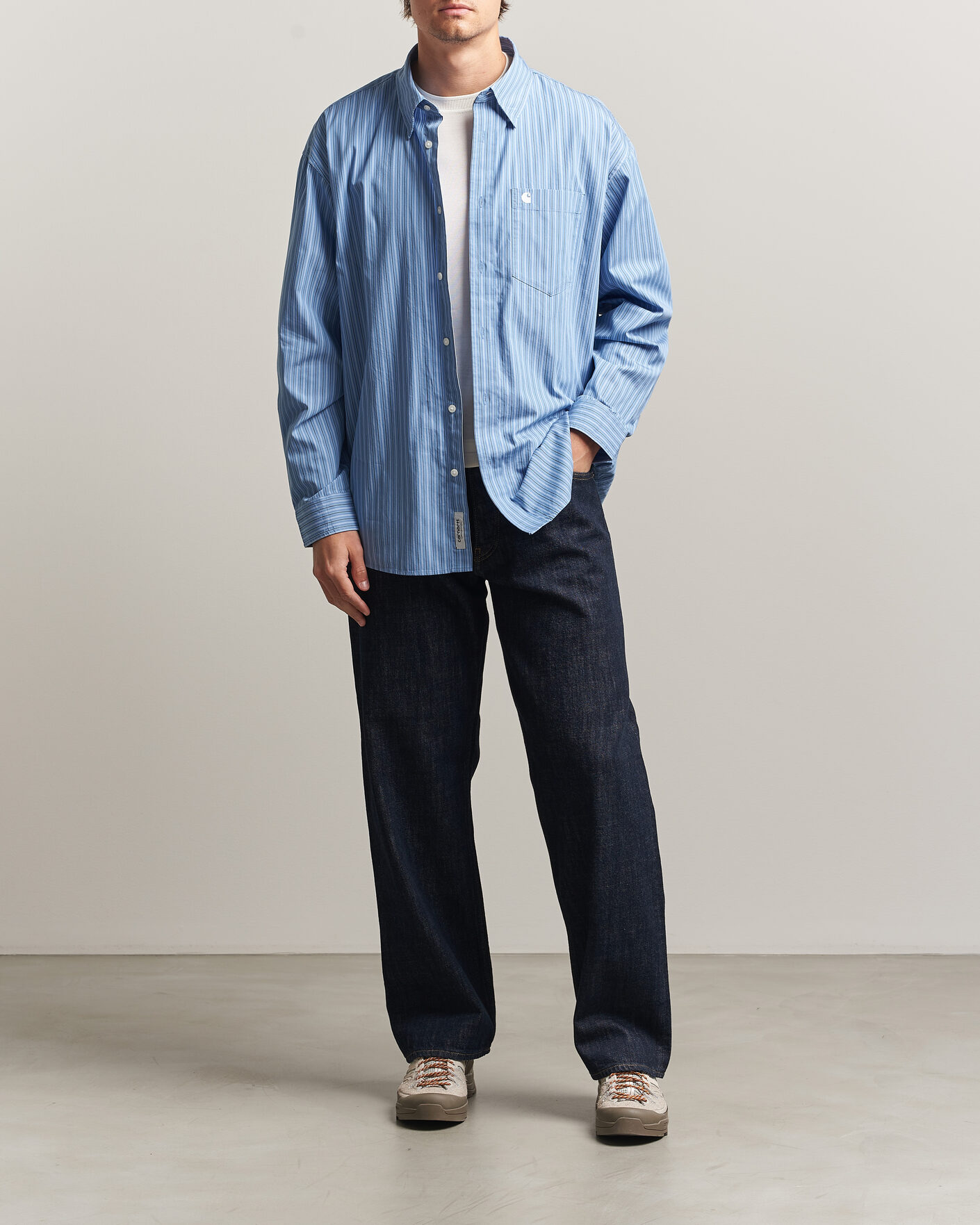 Hombres | Camisas | Carhartt WIP | Keen Striped Cotton Poplin Shirt Curacao