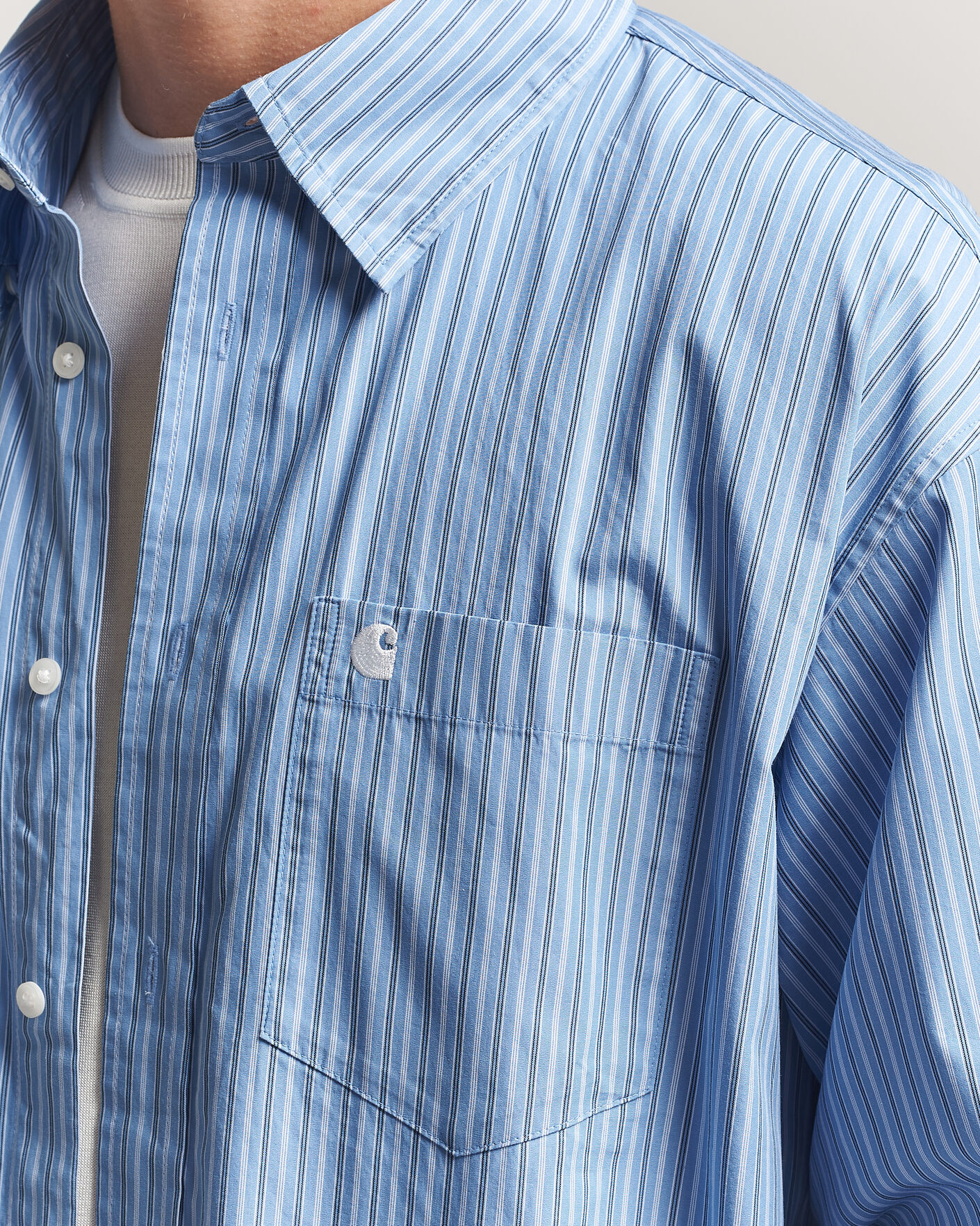 Hombres | Camisas | Carhartt WIP | Keen Striped Cotton Poplin Shirt Curacao