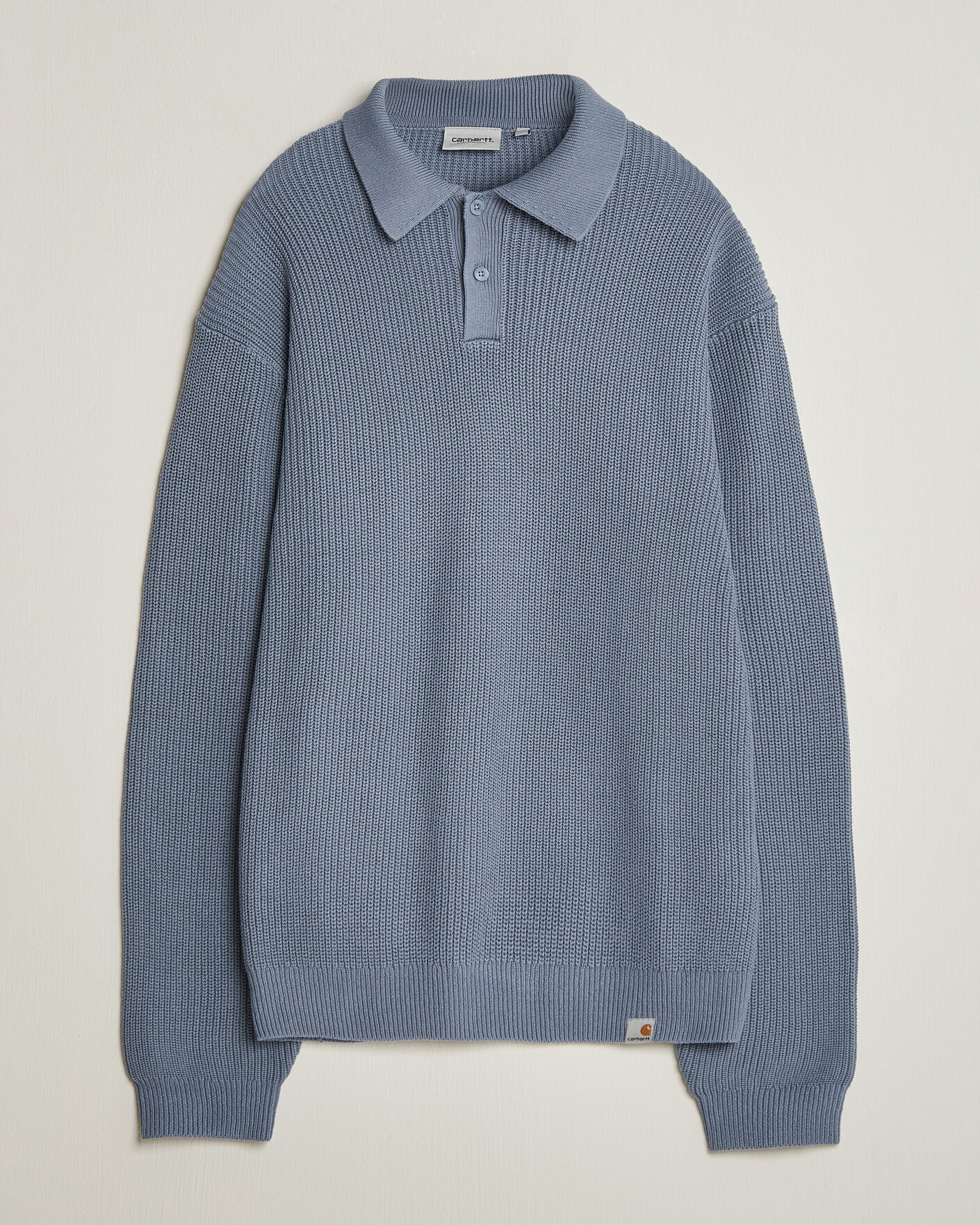 Hombres | Jerséis y prendas de punto | Carhartt WIP | Miles Knitted Cotton Polo Shad Blue