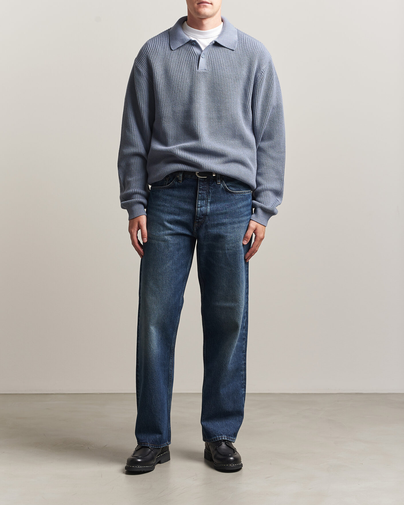 Hombres | Jerséis y prendas de punto | Carhartt WIP | Miles Knitted Cotton Polo Shad Blue