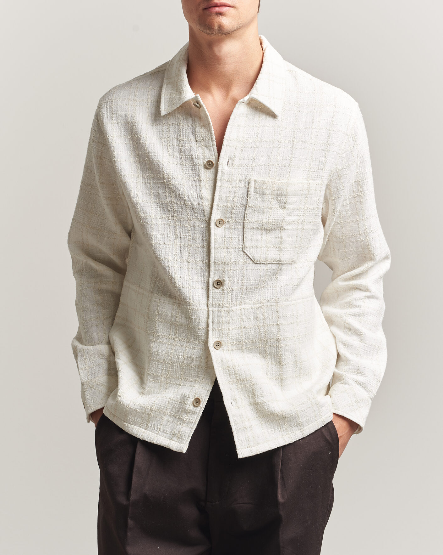 Hombres | Camisas | Samsøe Samsøe | Damon Checked Overshirt Silver Birch