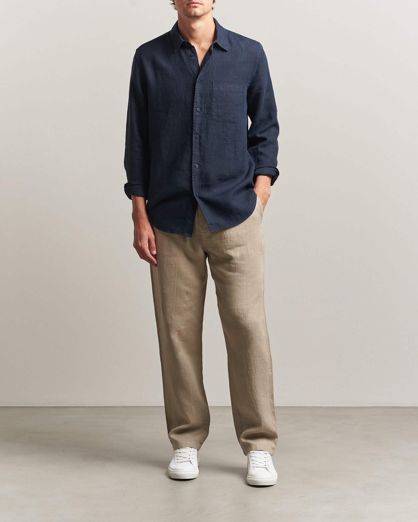 Hombres | Pantalones | Samsøe Samsøe | Jabari Linen Drawstring Trousers Aluminum