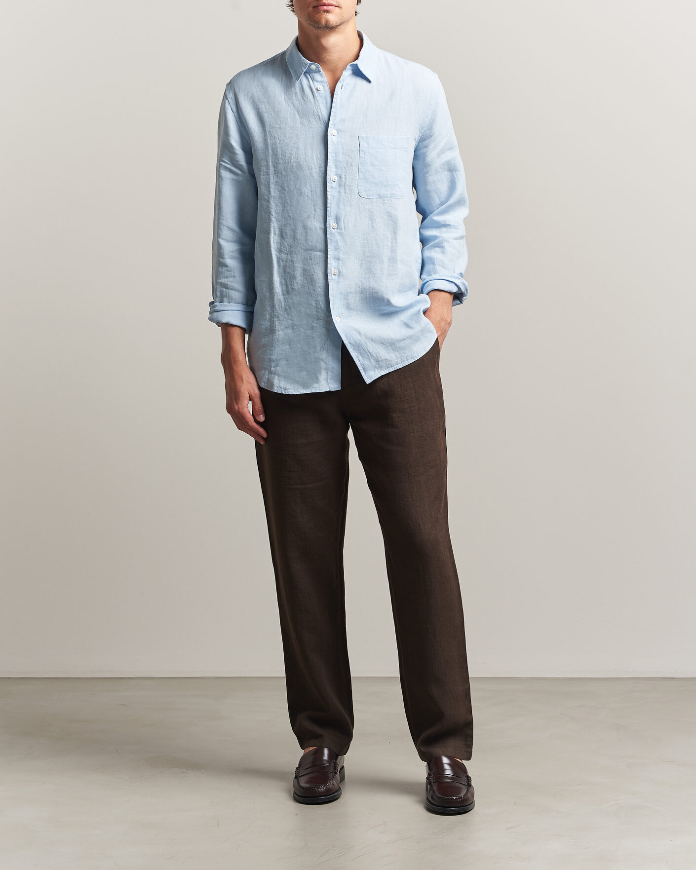 Hombres | Pantalones | Samsøe Samsøe | Jabari Linen Drawstring Trousers Turkish Coffee