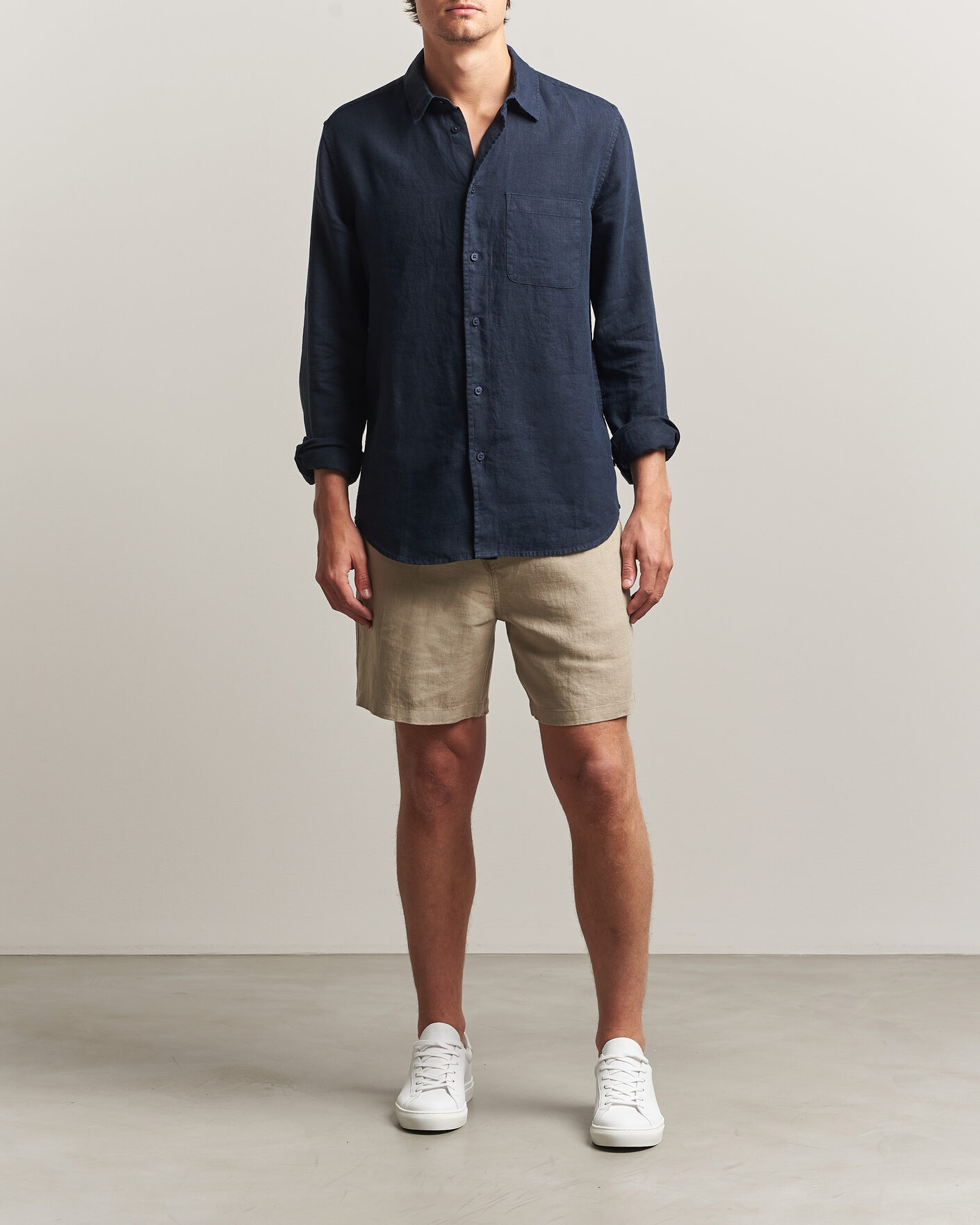 Hombres | Pantalones cortos | Samsøe Samsøe | Jabari Linen Drawstring Shorts Aluminum