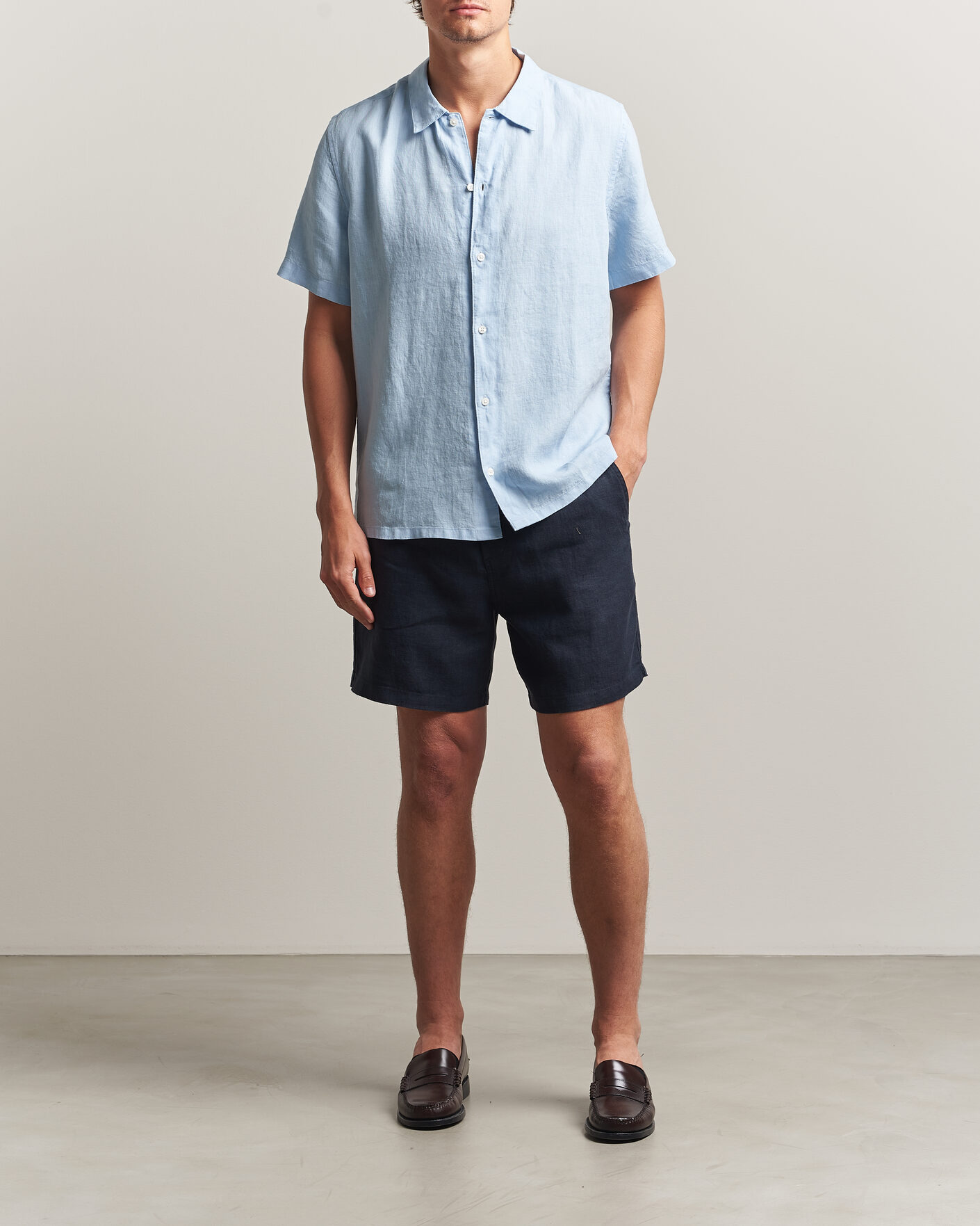 Hombres | Pantalones cortos | Samsøe Samsøe | Jabari Linen Drawstring Shorts Salute Navy
