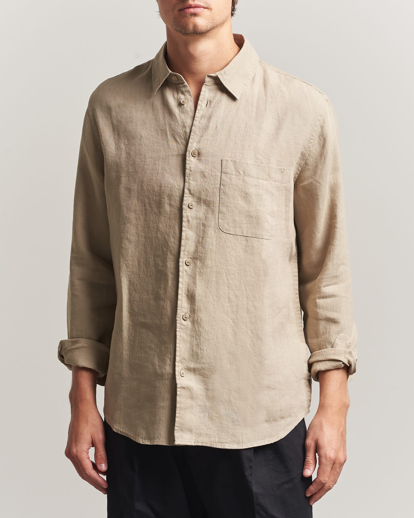 Hombres | Camisas | Samsøe Samsøe | Liam Linen Shirt Aluminum