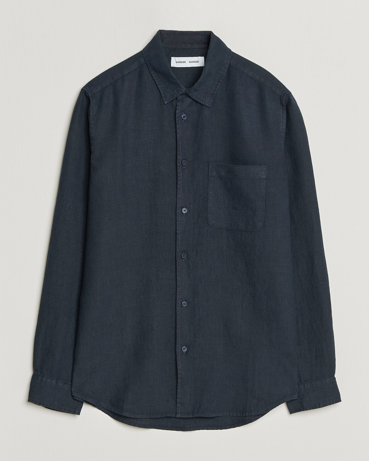 Hombres | Camisas | Samsøe Samsøe | Liam Linen Shirt Salute Navy