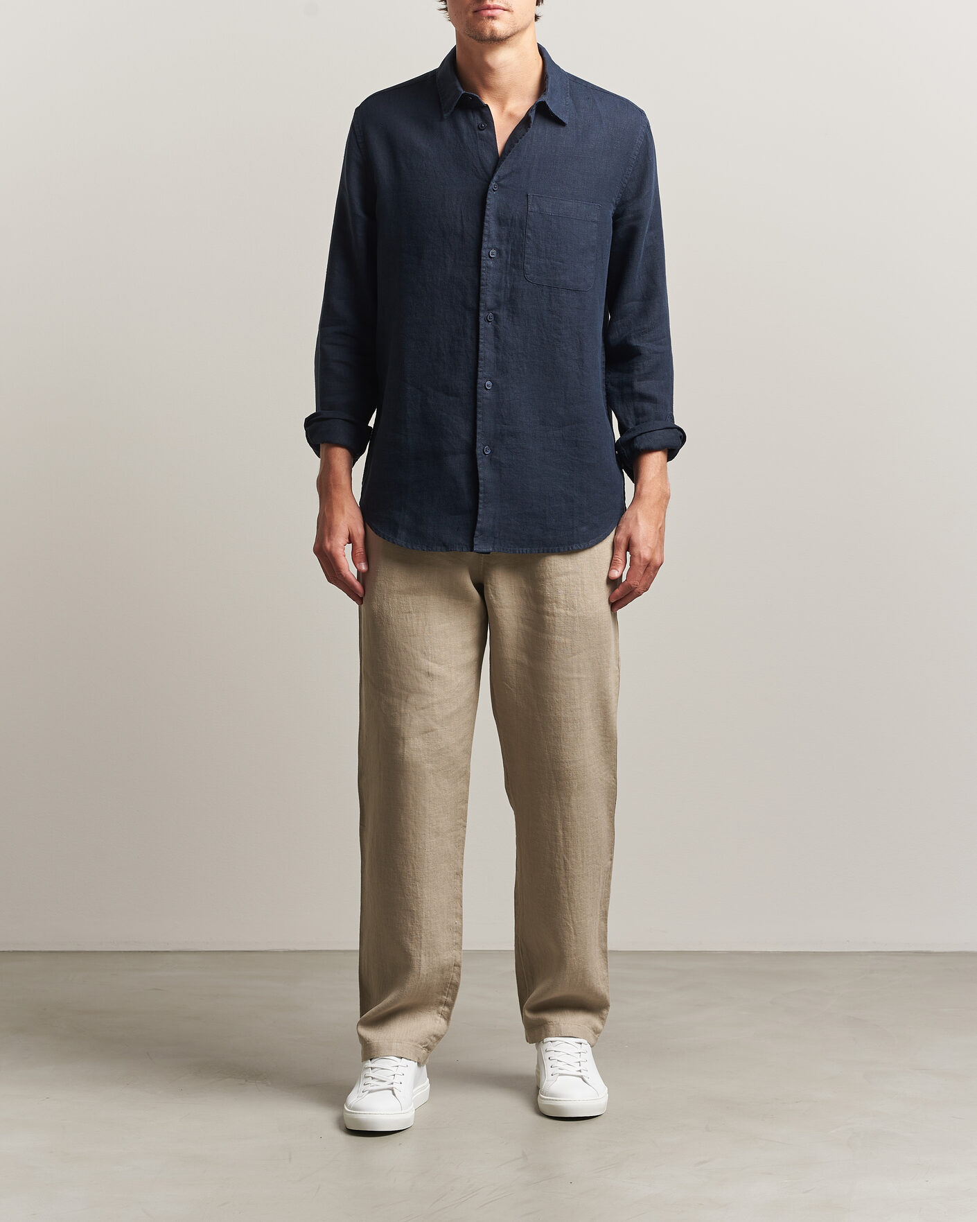 Hombres | Camisas | Samsøe Samsøe | Liam Linen Shirt Salute Navy