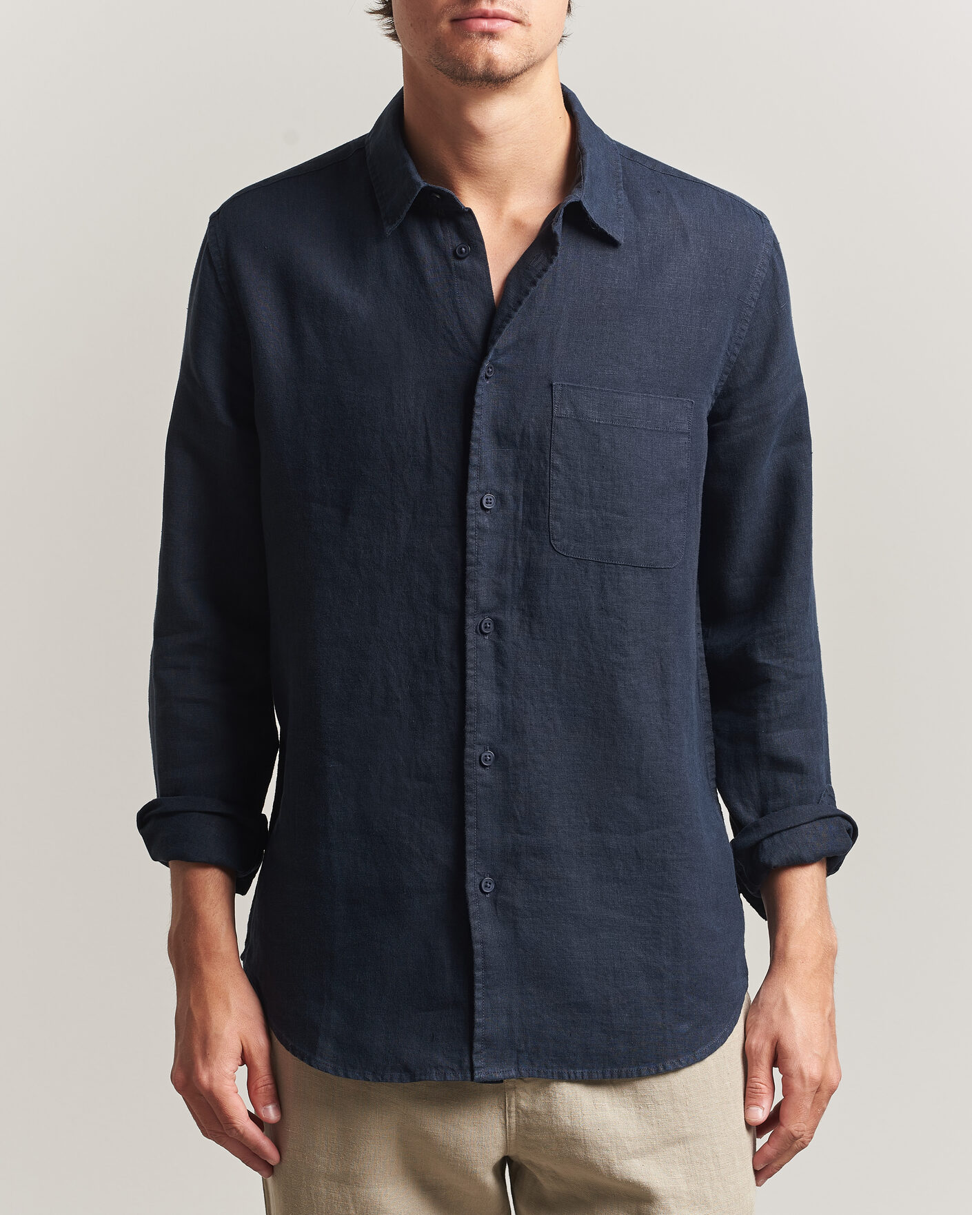 Hombres | Camisas | Samsøe Samsøe | Liam Linen Shirt Salute Navy