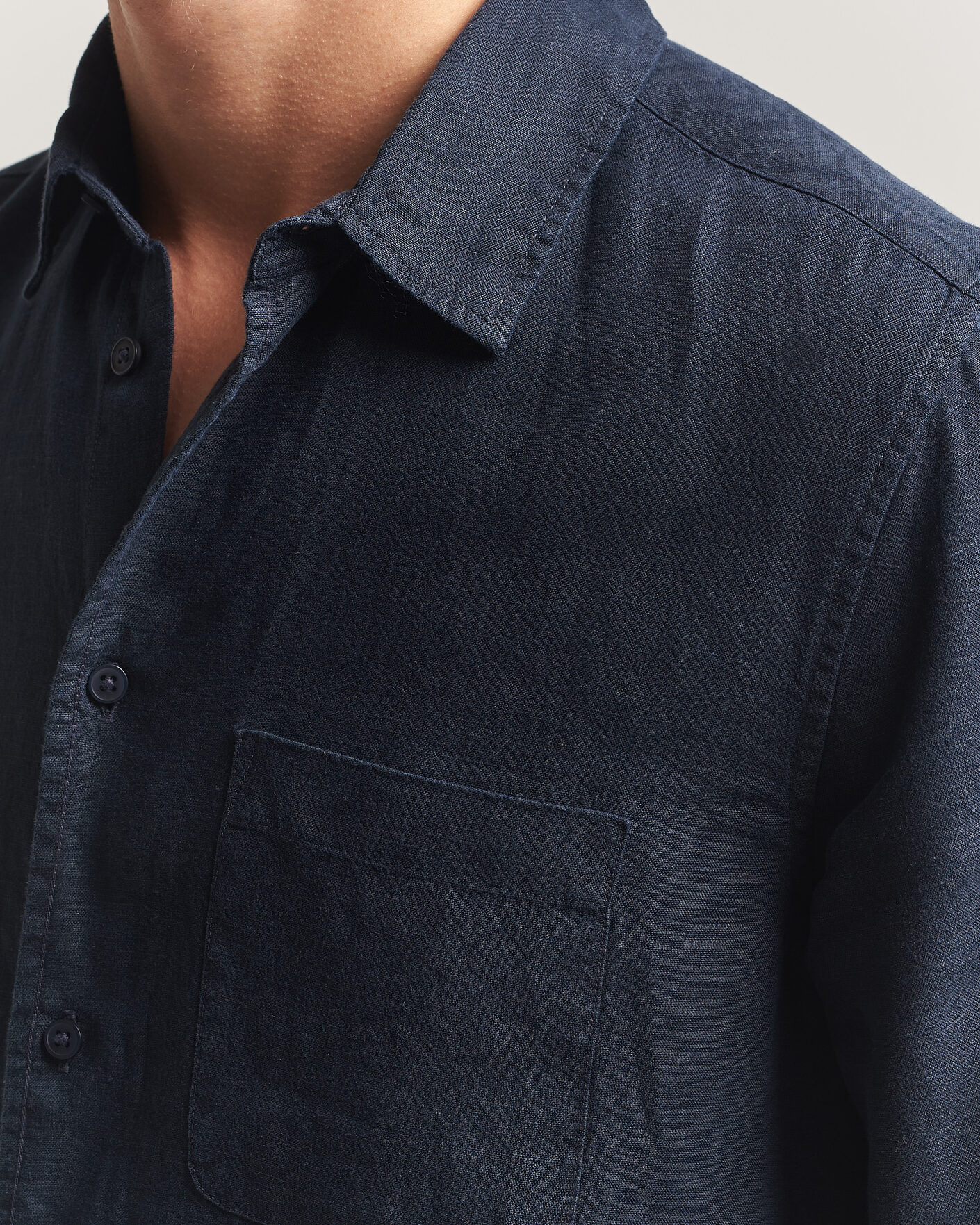 Hombres | Camisas | Samsøe Samsøe | Liam Linen Shirt Salute Navy