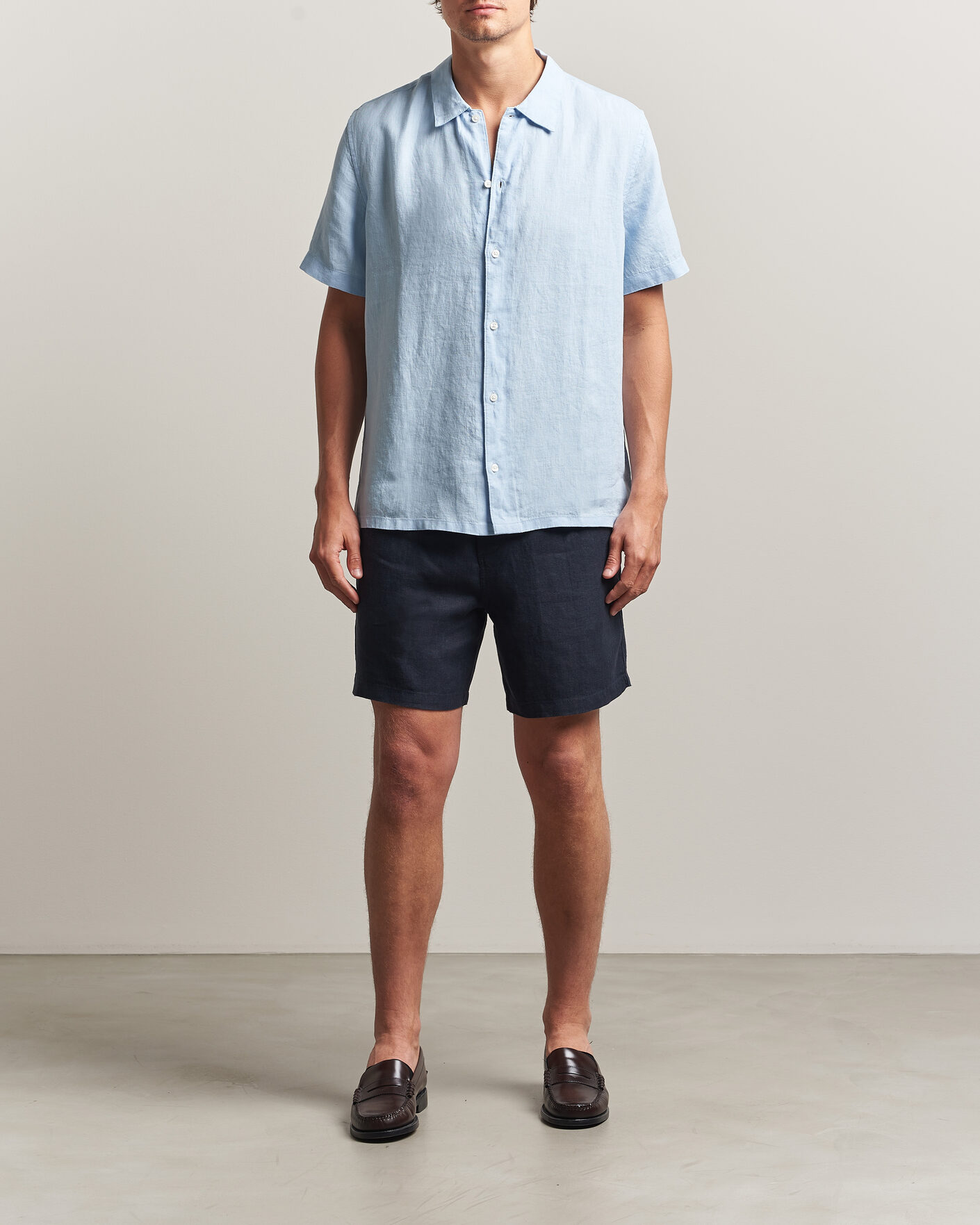 Hombres | Camisas | Samsøe Samsøe | Avan Linen Short Sleeve Shirt Windsurfer