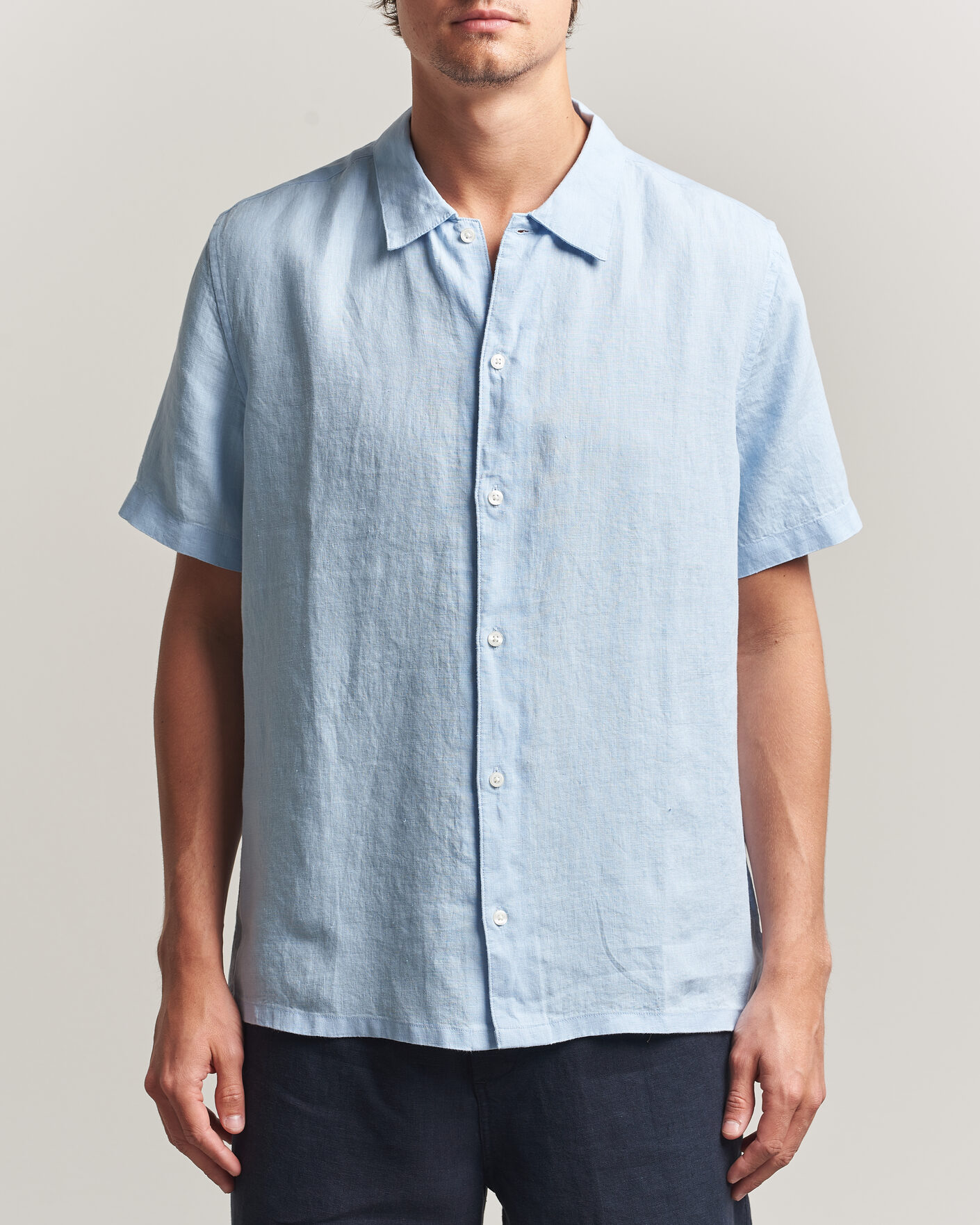 Hombres | Camisas | Samsøe Samsøe | Avan Linen Short Sleeve Shirt Windsurfer