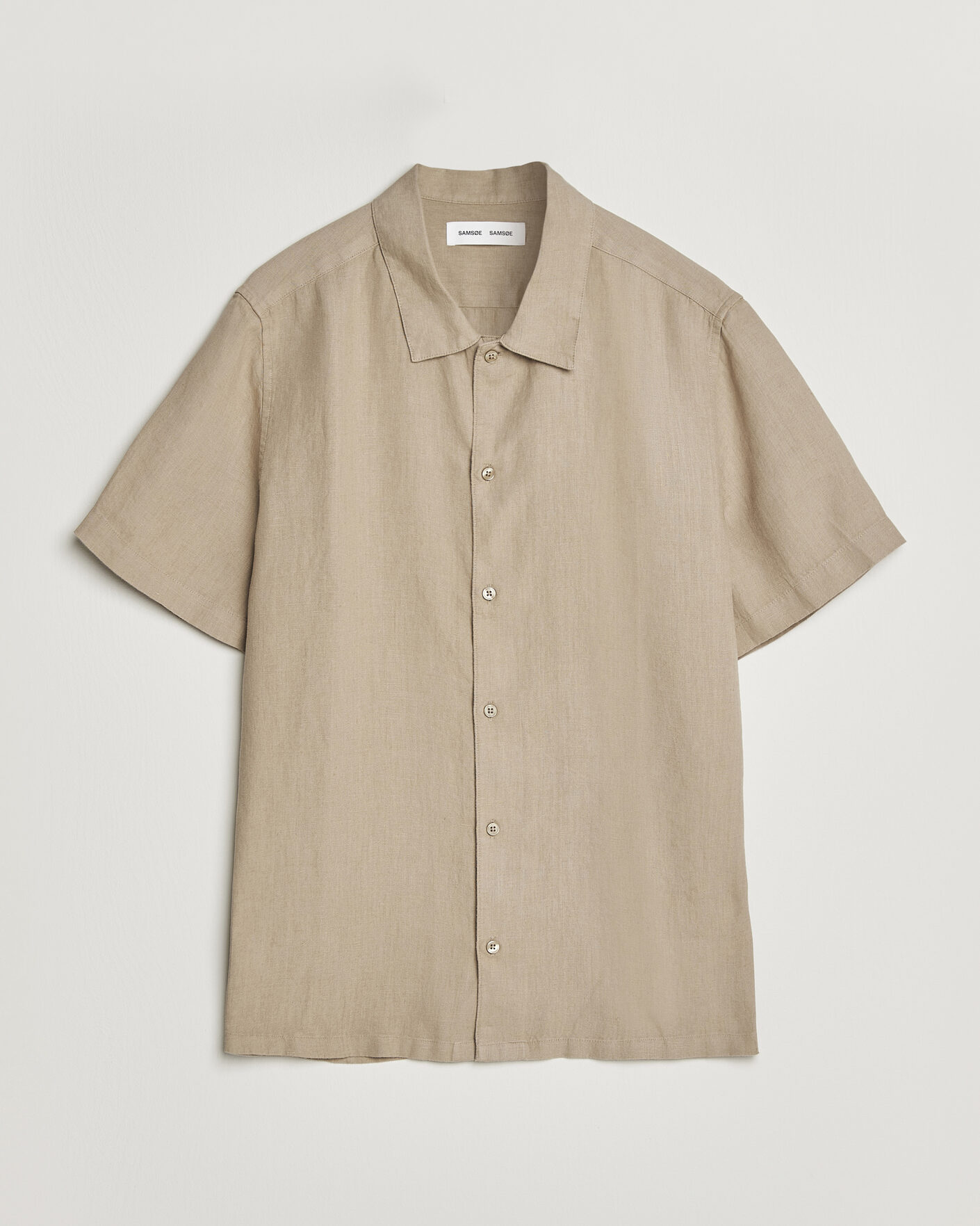 Hombres | Camisas | Samsøe Samsøe | Avan Linen Short Sleeve Shirt Aluminum